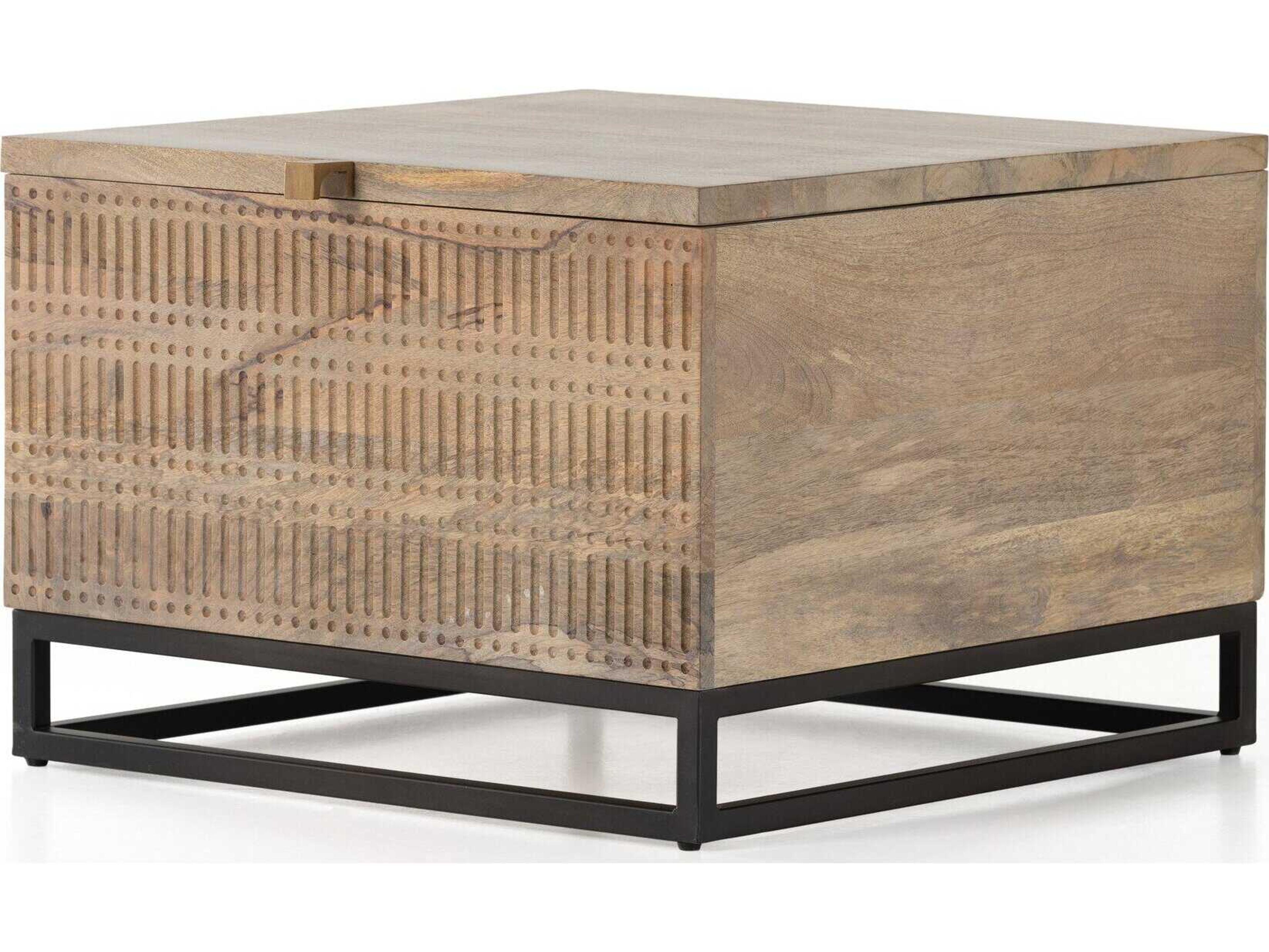 Four Hands Aiden Kelby Gunmetal Square Wood Storage Bunching Table