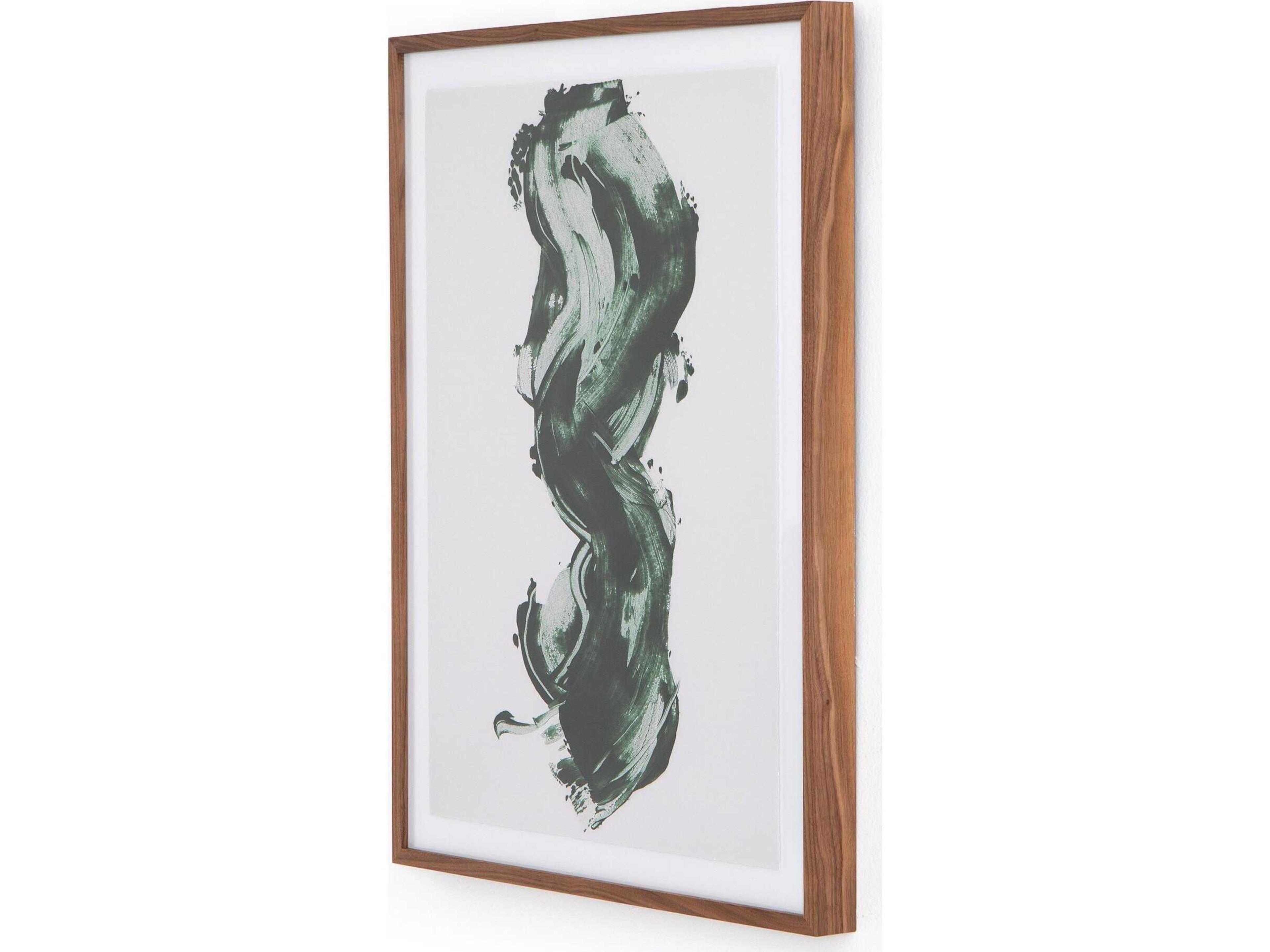 Four Hands Art Studio Green Stroke by Gold Rush Art Co. Walnut  Canvas Wall Art