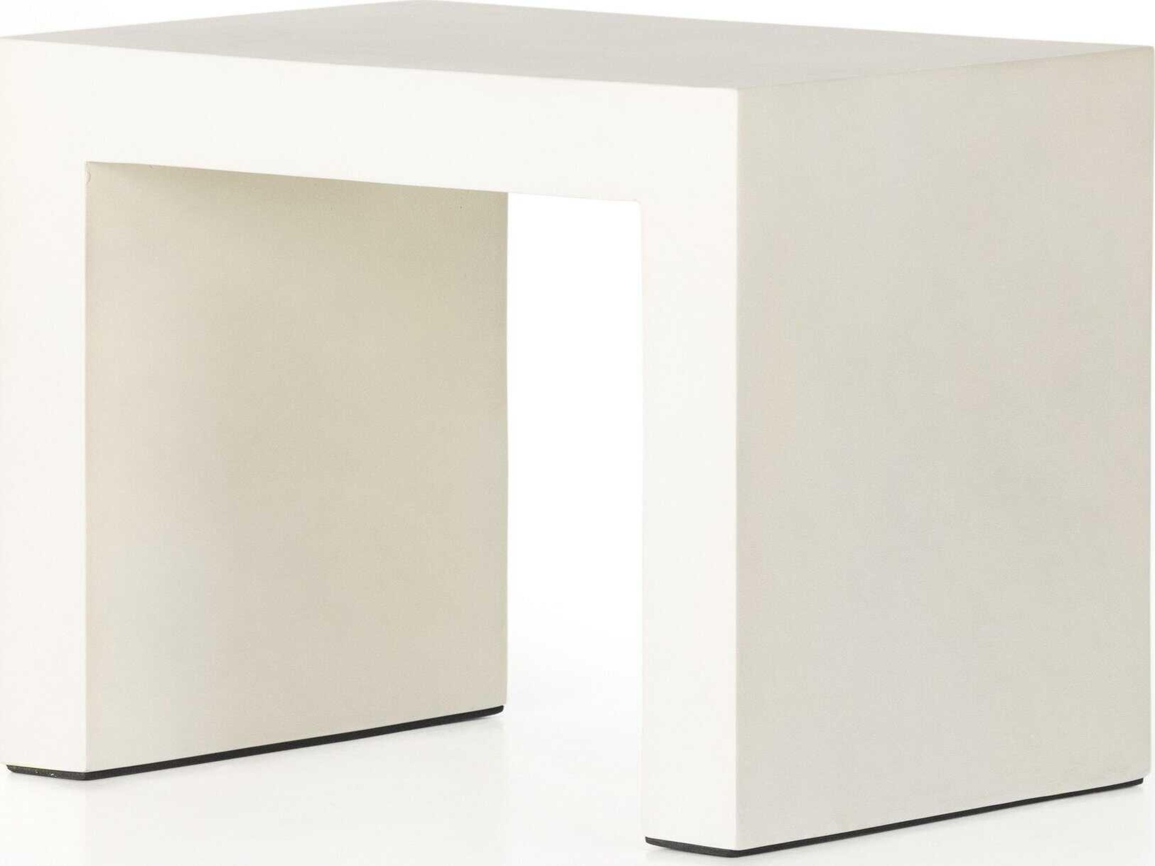 Bina Rectangular White Concrete End Table