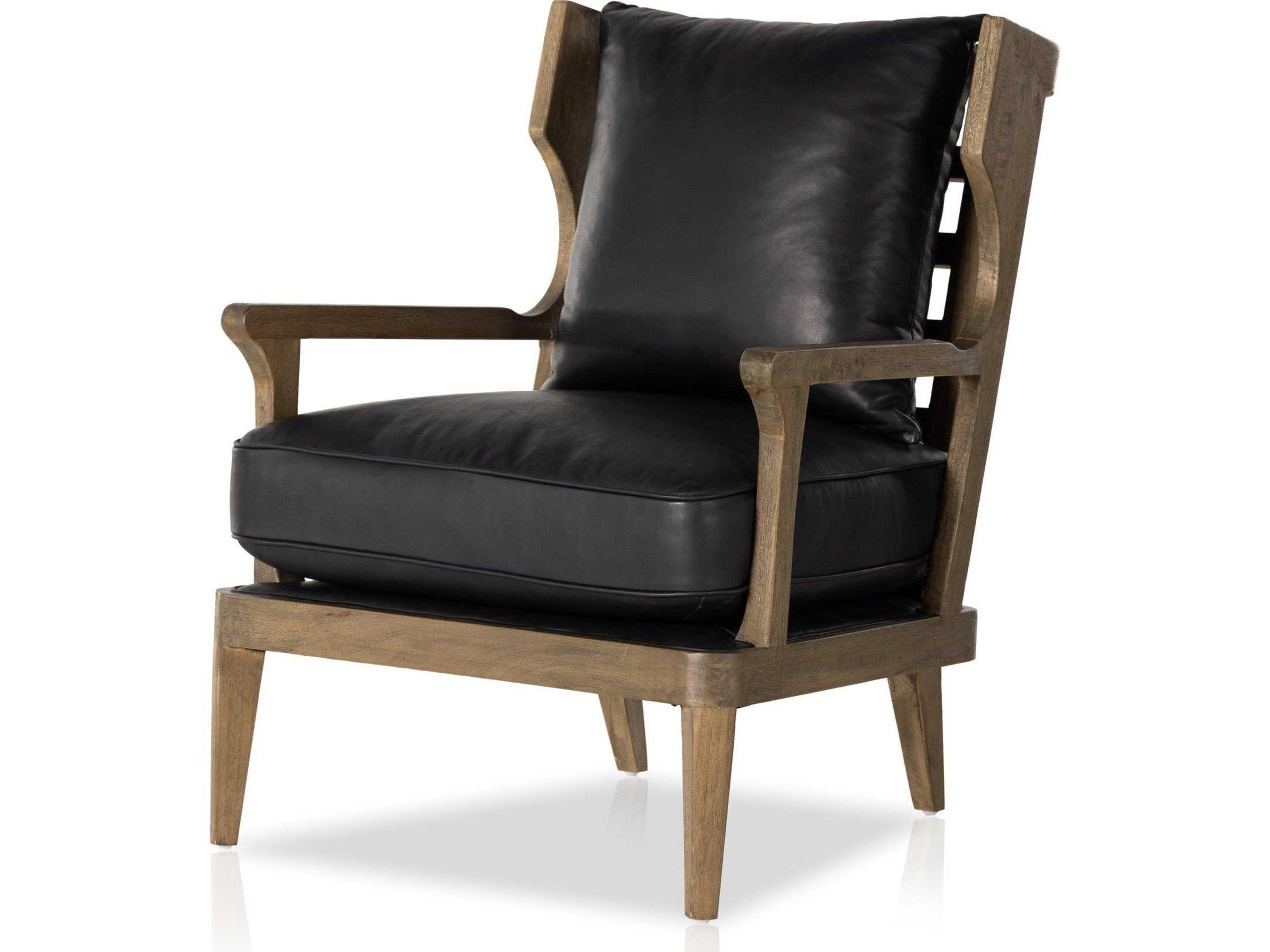 Four Hands Westgate Lennon Heirloom Black Leather Accent Chair