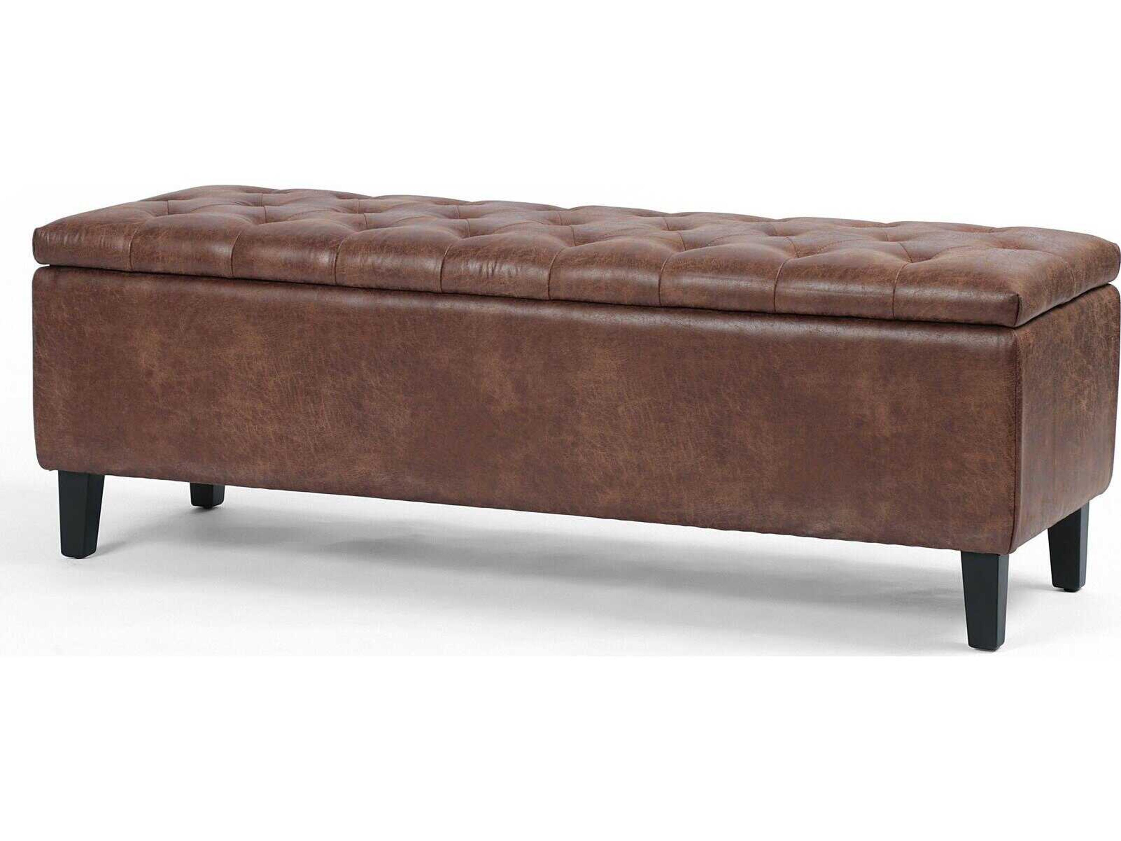 Easton Vintage Tobacco Black Brown Leather Accent Bench