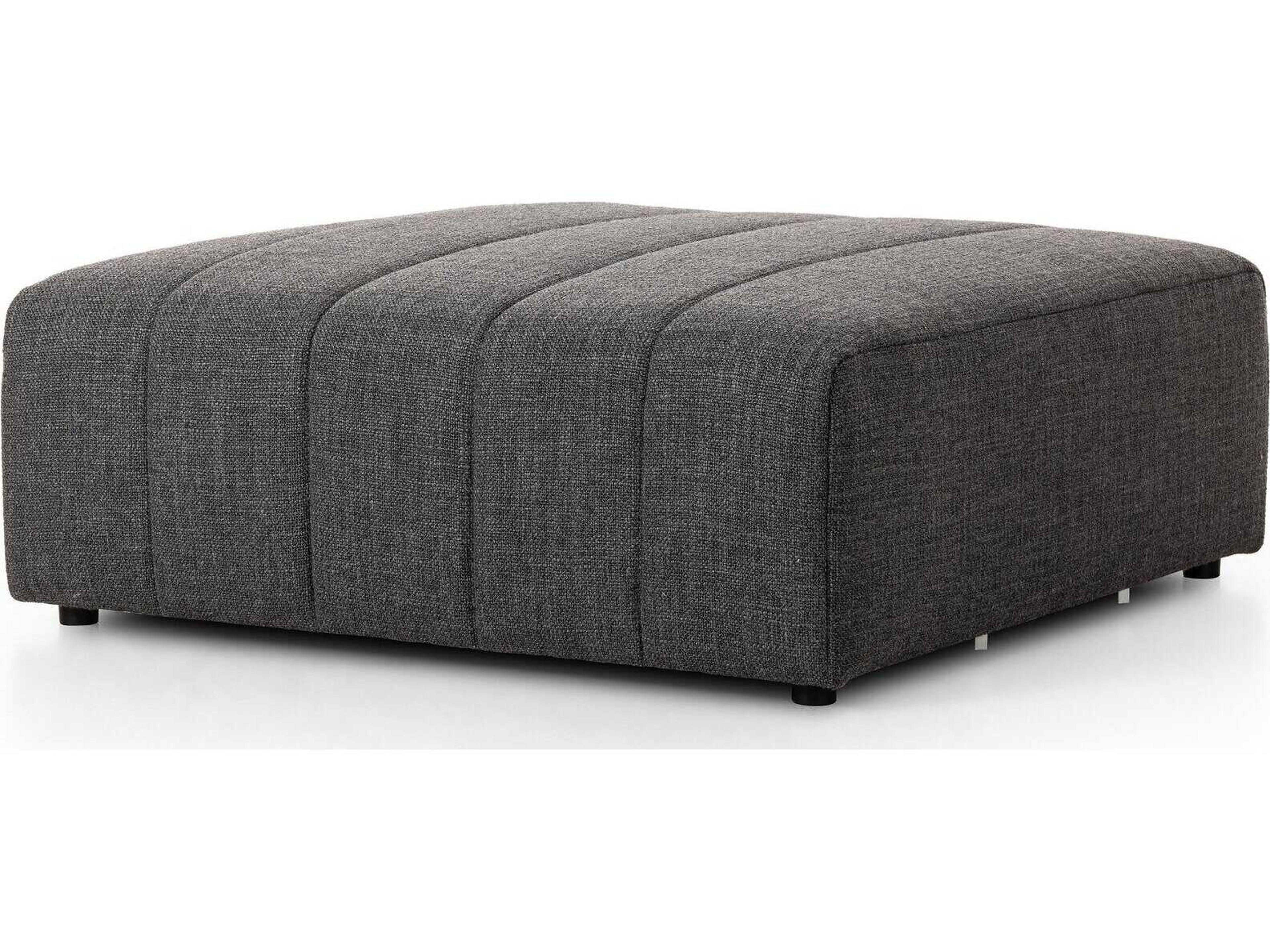 Four Hands Grayson  Saxon Charcoal Upholstered Ottoman