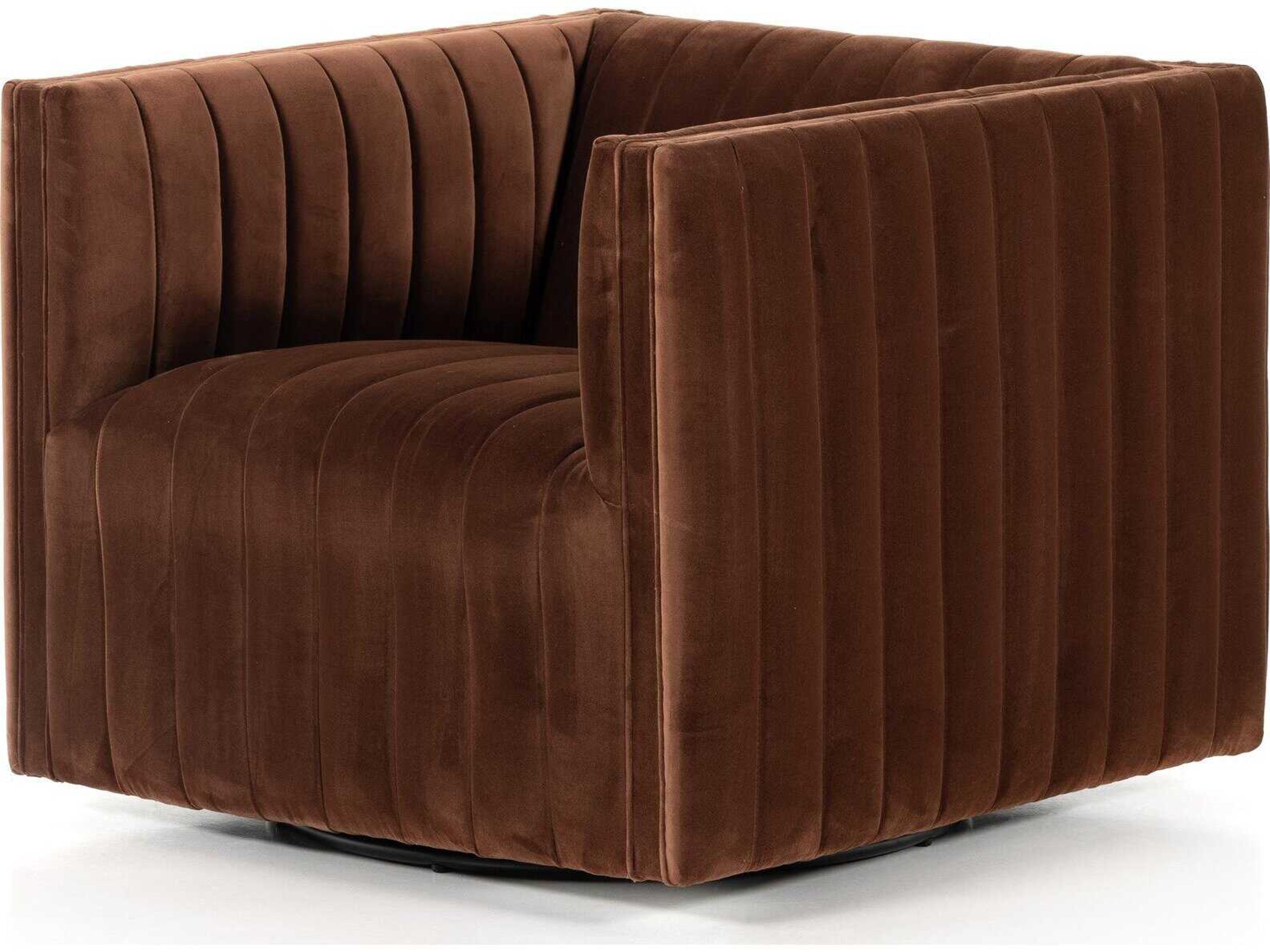 Four Hands Grayson Augustine Swivel Brown Fabric Accent Chair