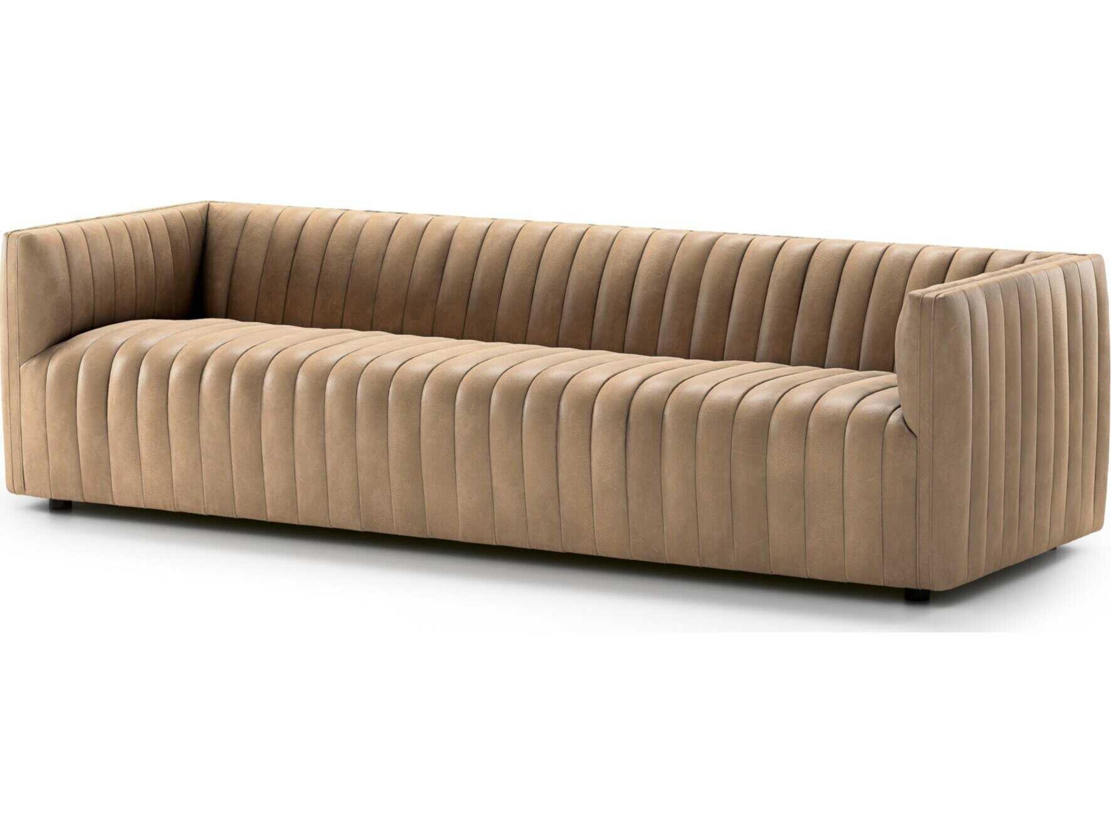 Four Hands Grayson Augustine Palermo Drift Brown Leather Sofa