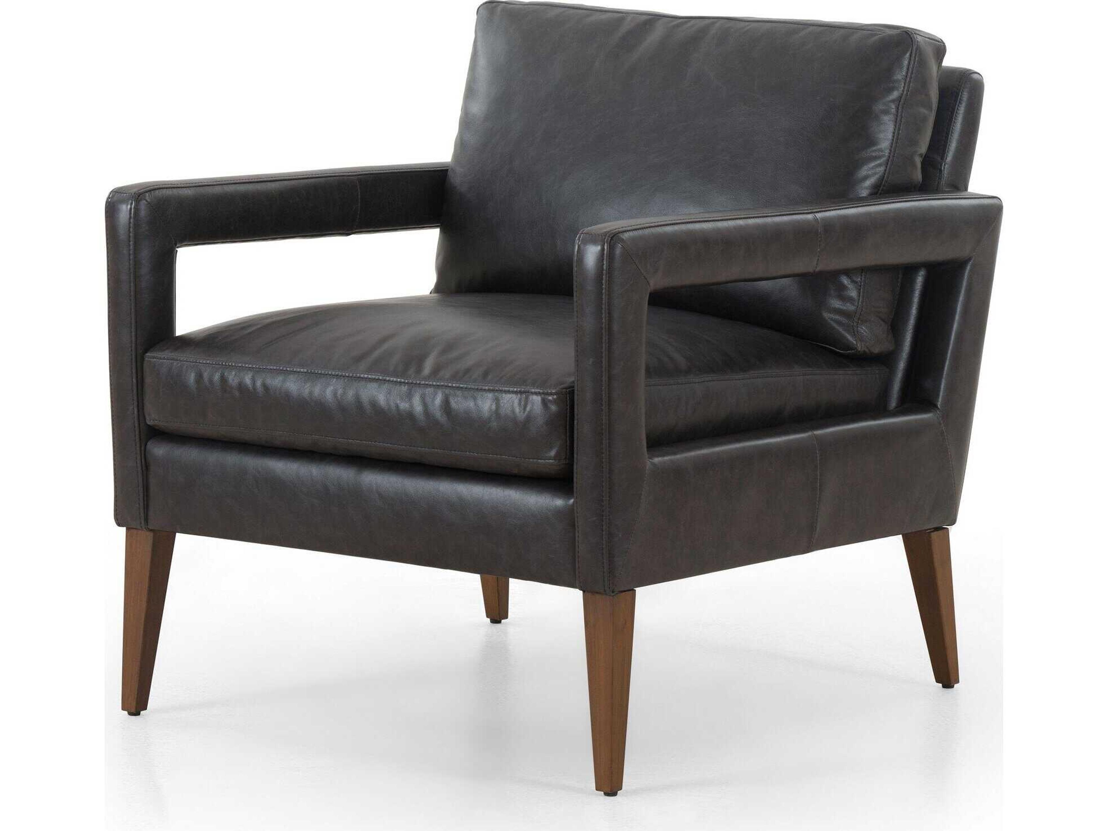 Four Hands Grayson Olson Sonoma Black Leather Accent Chair