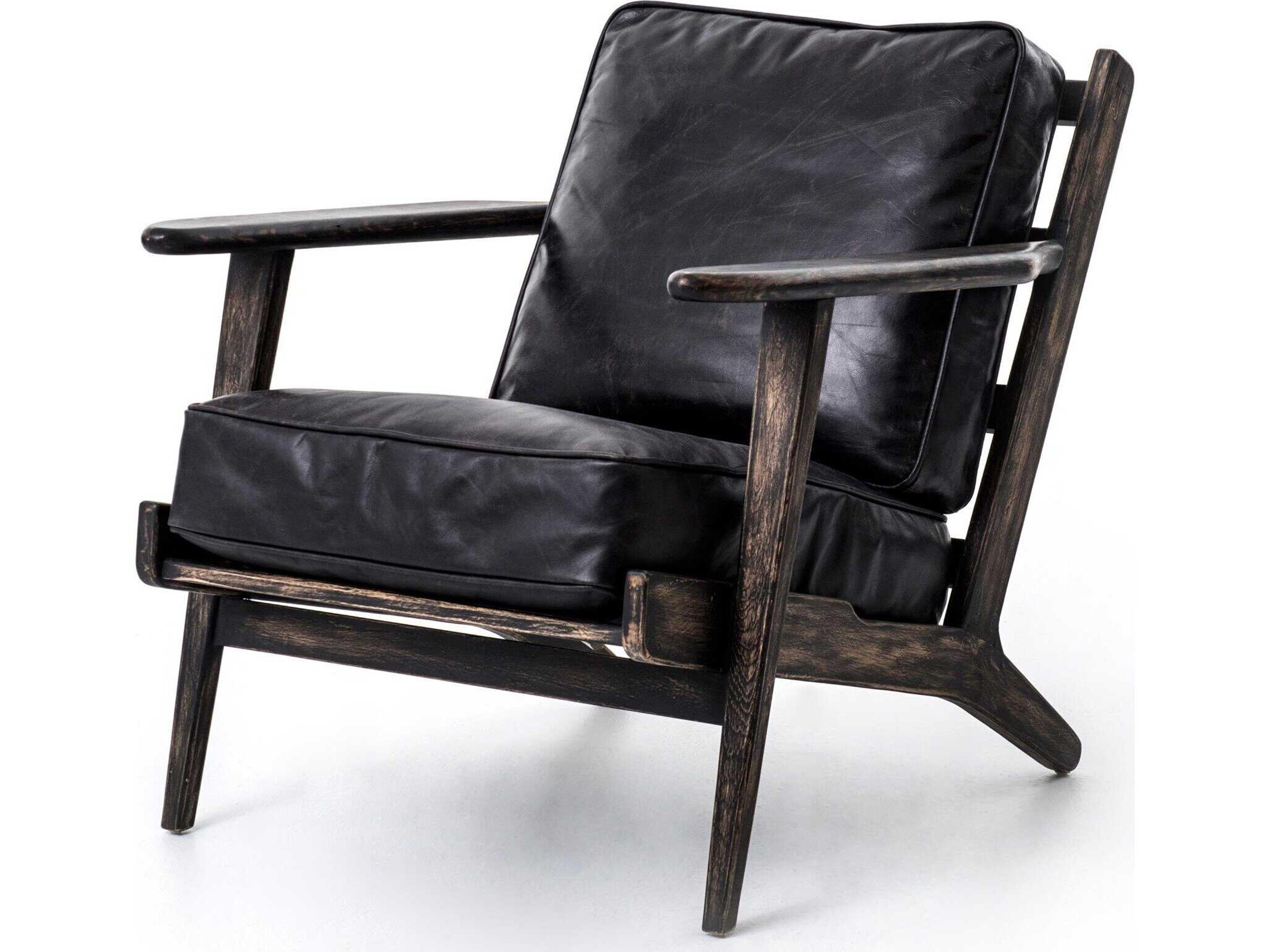 Four Hands Irondale Brooks Black Leather Accent Chair