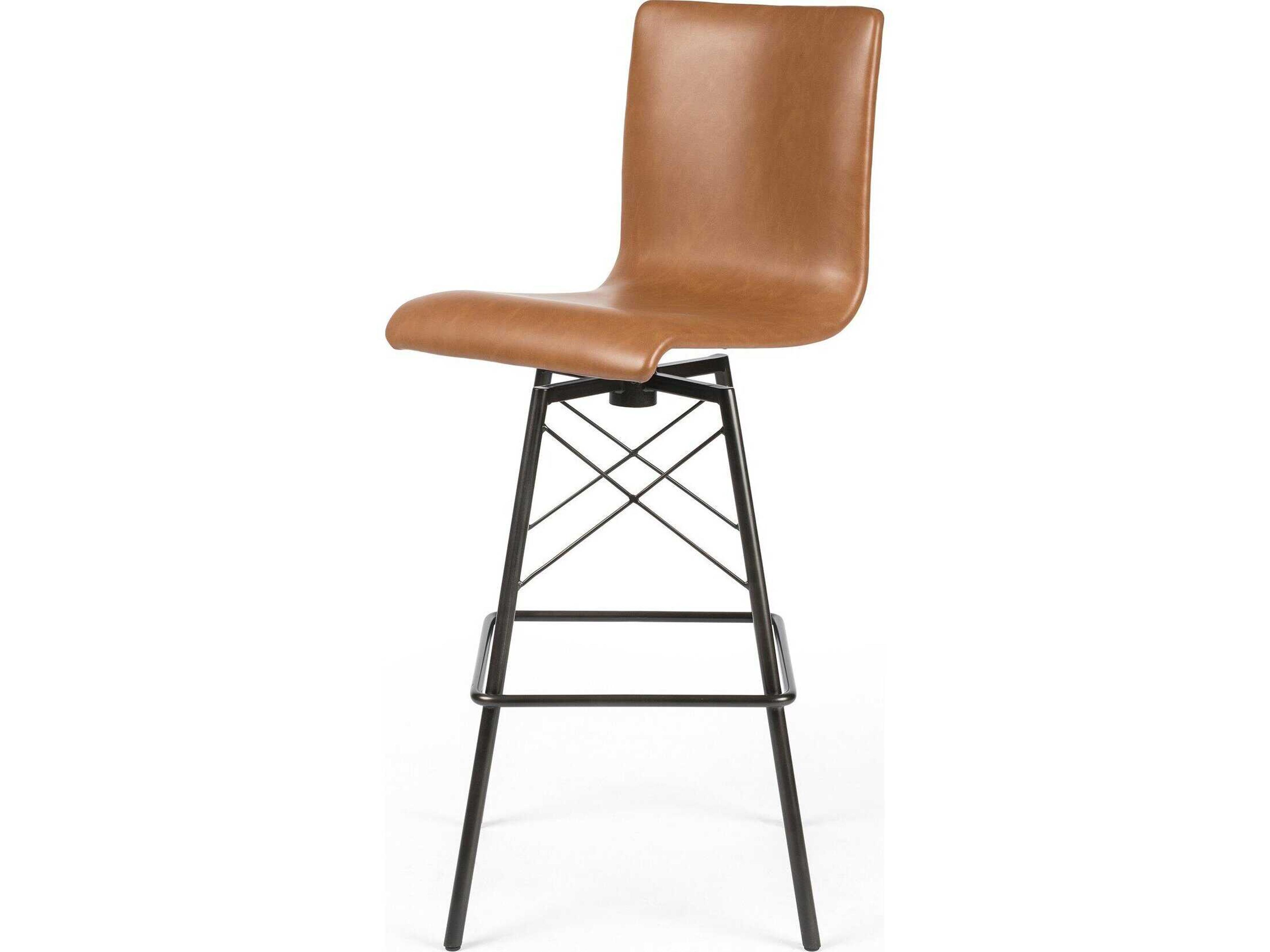 Irondale Diaw Sierra Butterscotch Leather Swivel Bar Stool