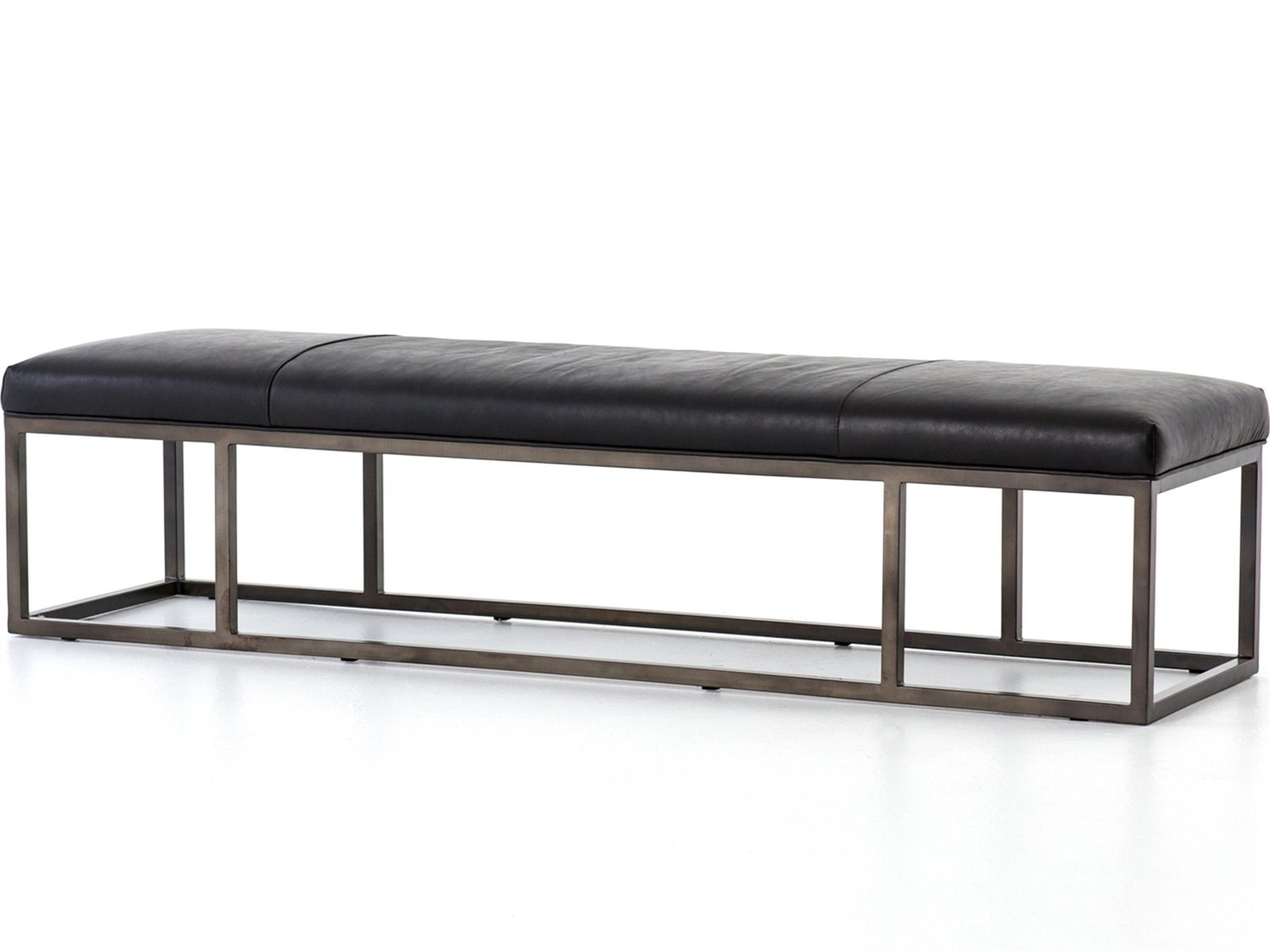 Luxecor Globetrotter Black Leather Accent Bench