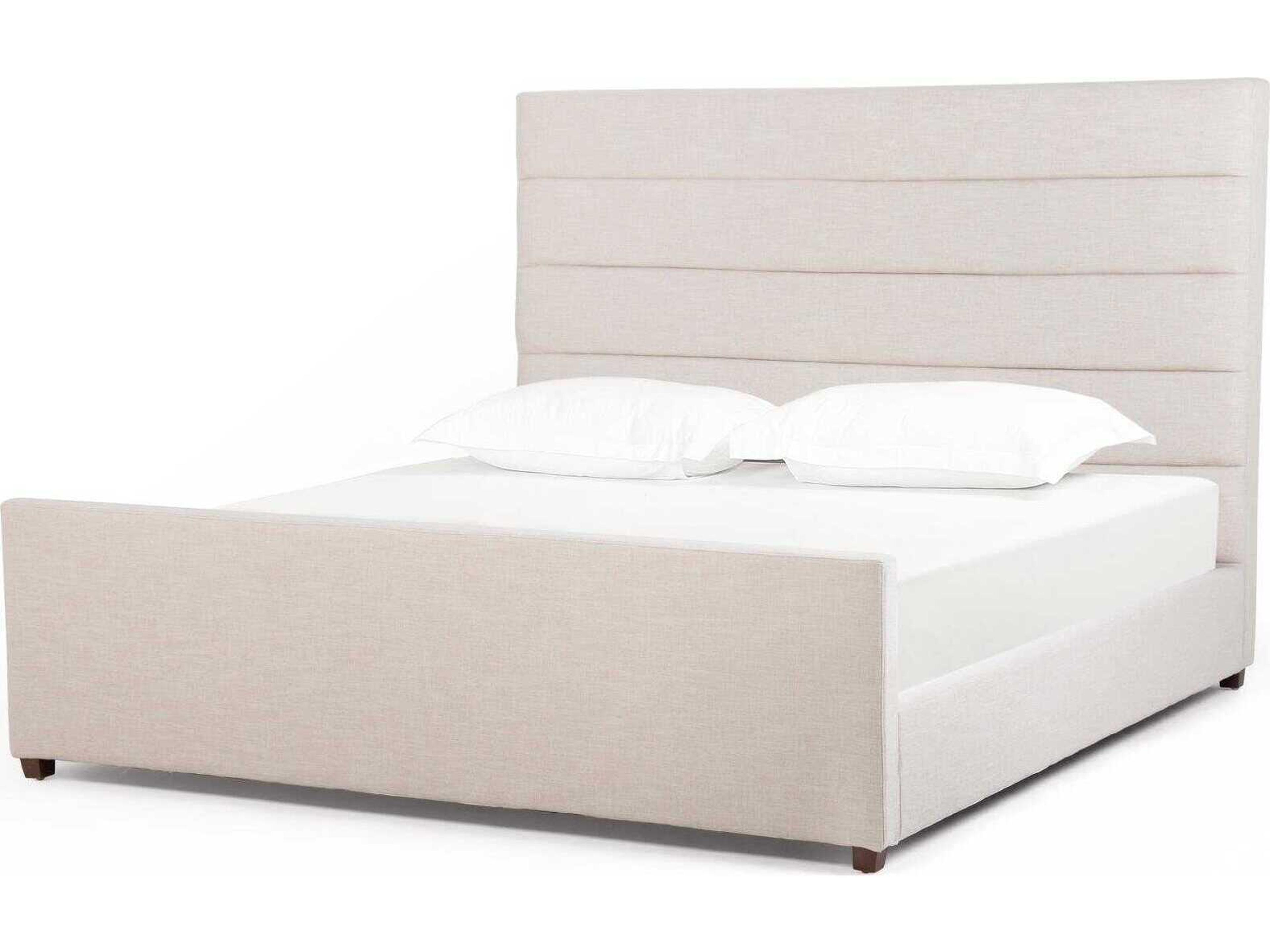 Four Hands Easton Daphne Cambric Ivory Almond White Parrawood Upholstered King Platform Bed