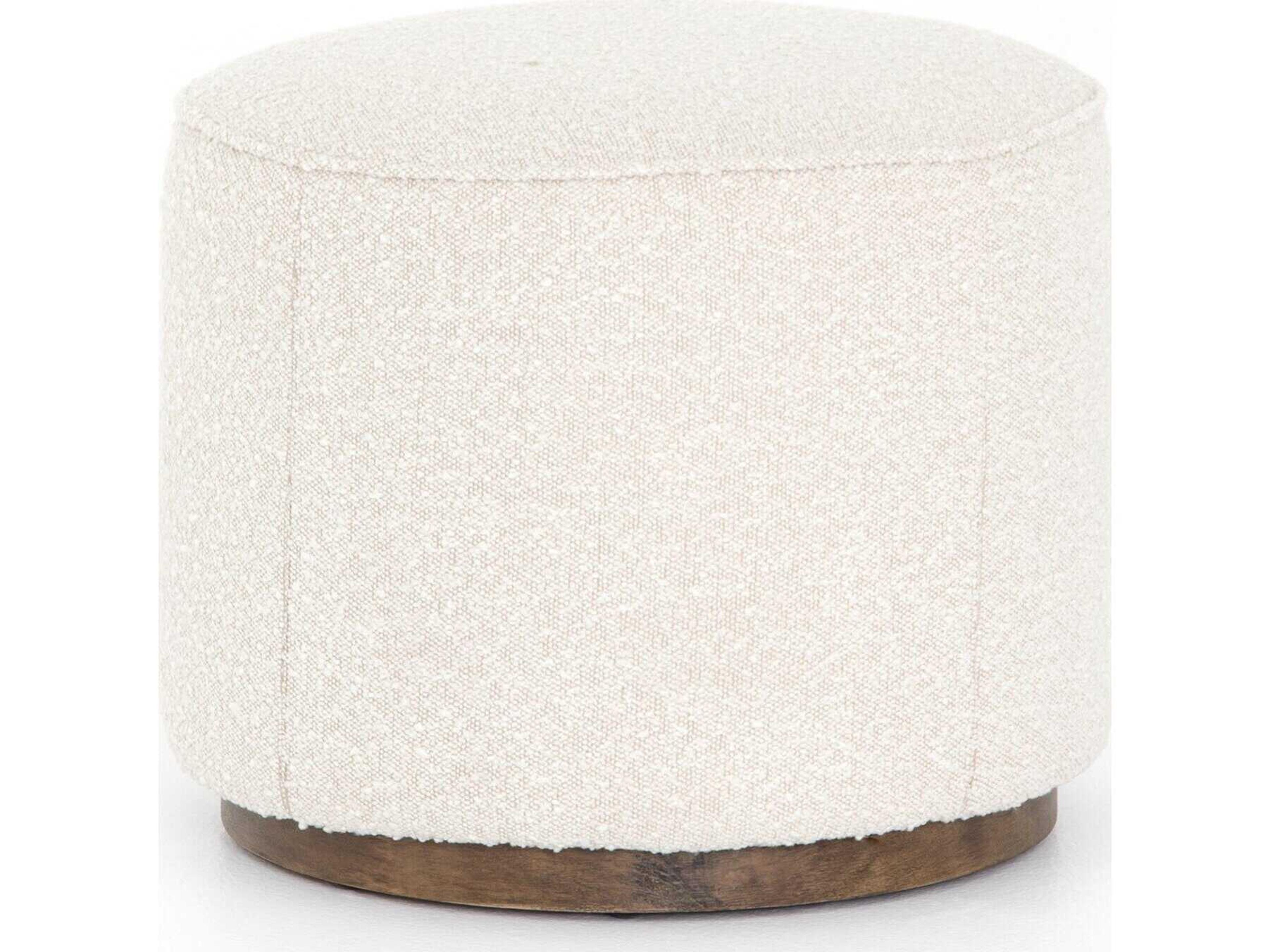 Four Hands Sinclair Westgate Distressed Natural Knoll White Upholstered Ottoman