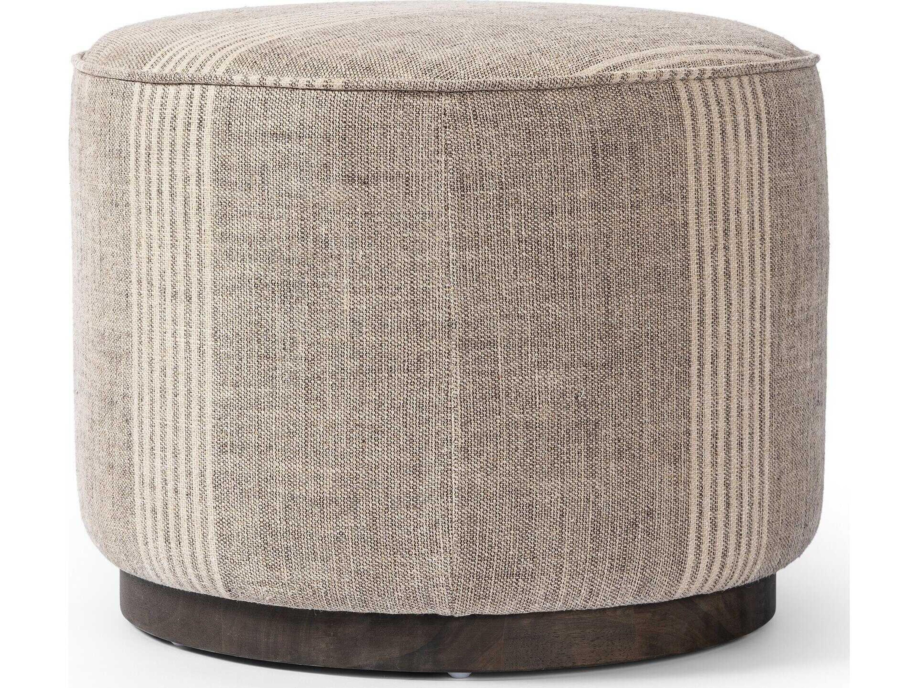 Four Hands Westgate Sinclair Manchester Flint Upholstered Round Ottoman