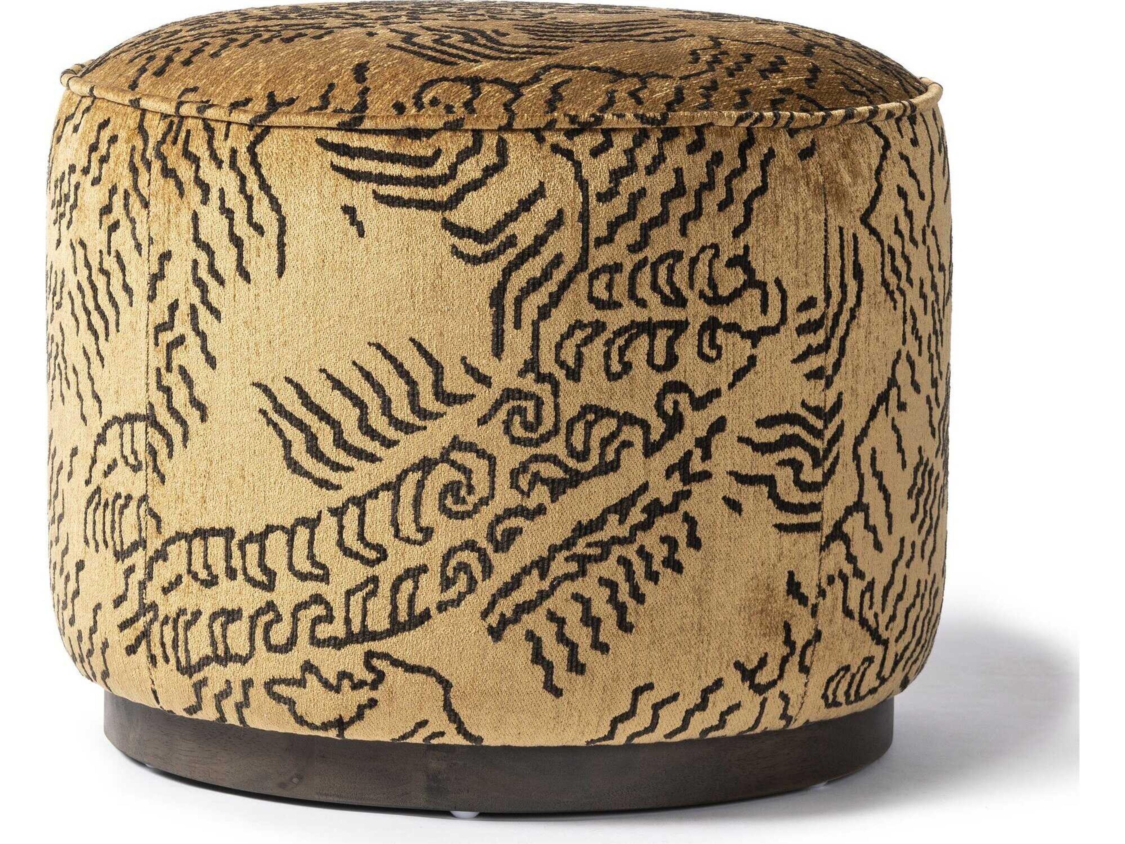 Four Hands Westgate Sinclair Balkan Ochre Upholstered Round Ottoman