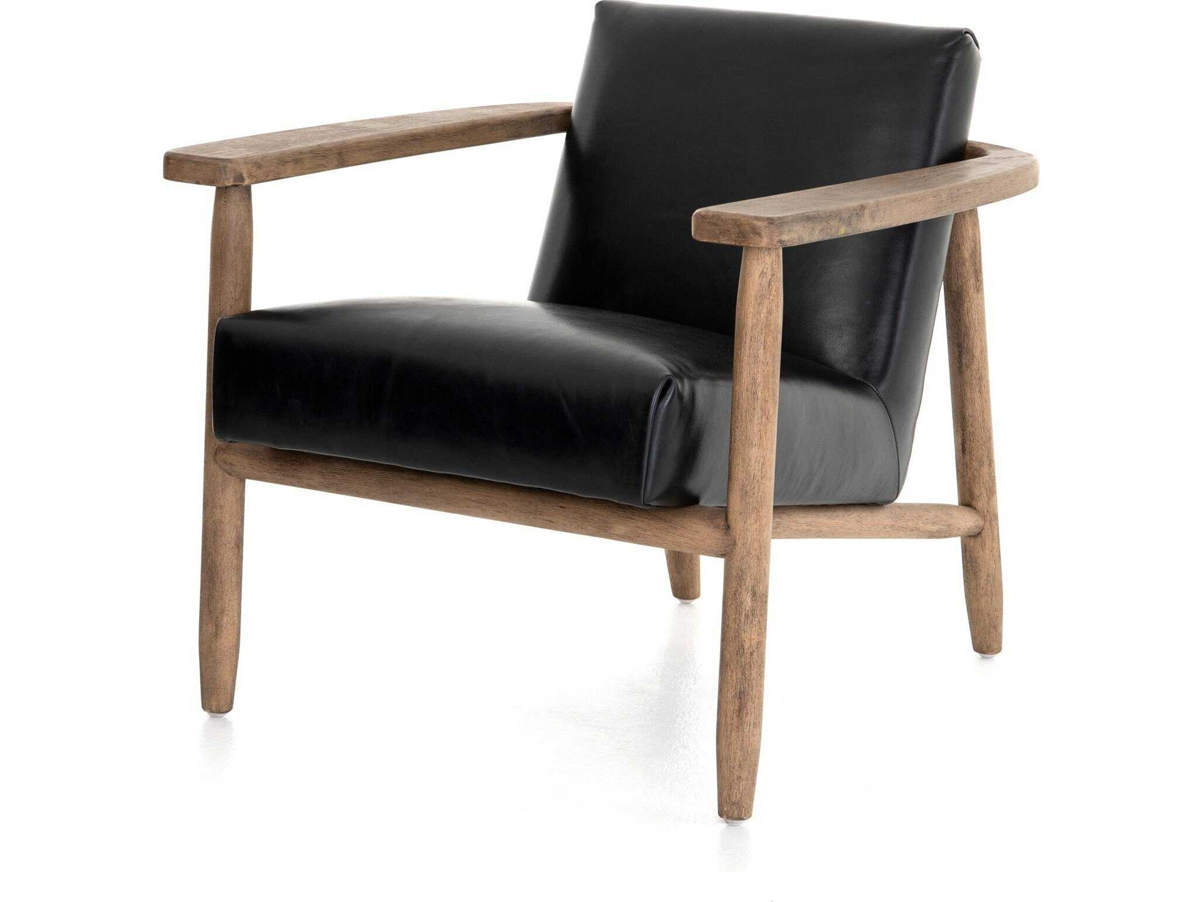 Four Hands Westgate Arnett Black Leather Accent Chair