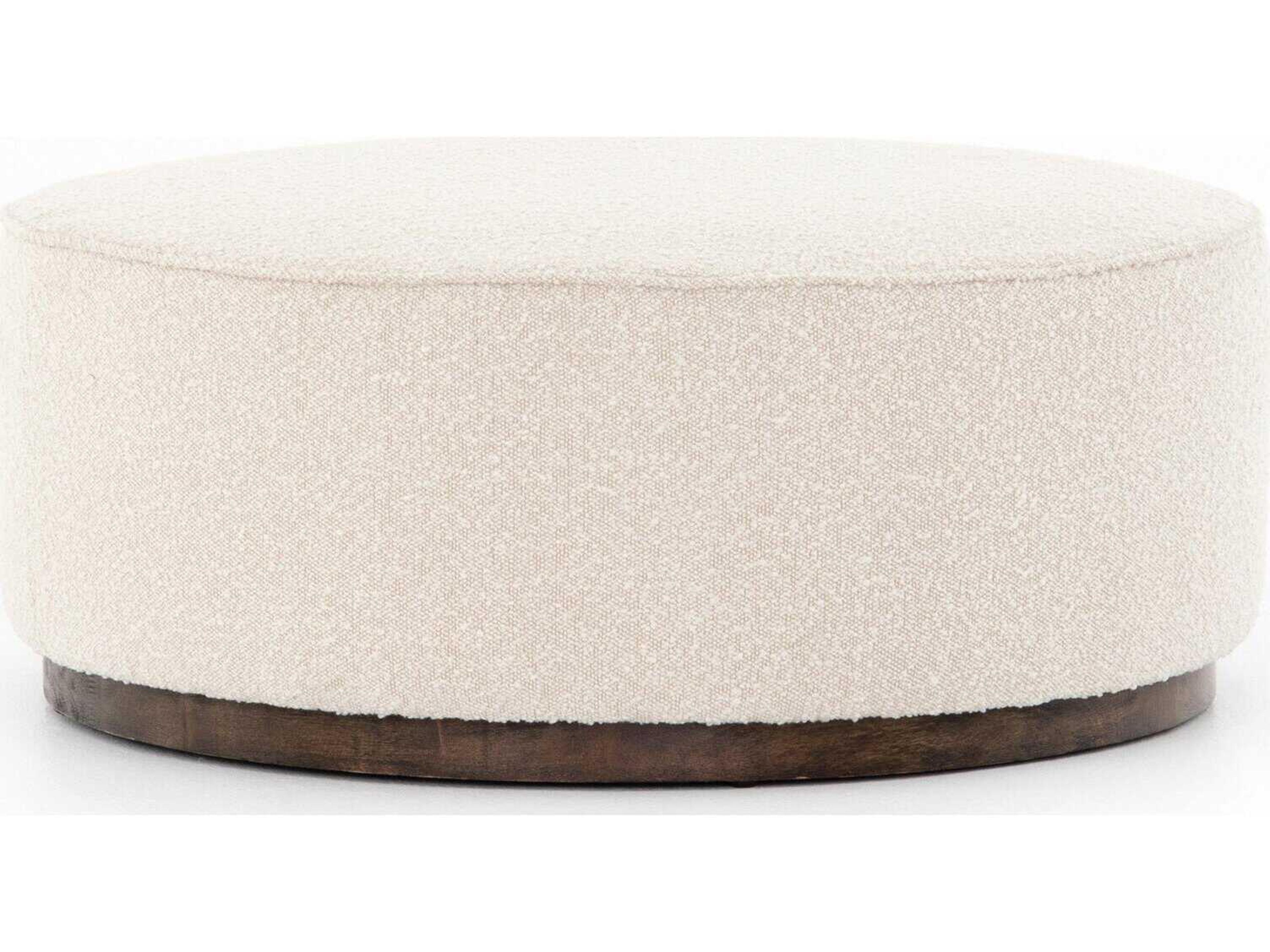 Four Hands Westgate Sinclair Distressed Natural Knoll Cream Upholstered Ottoman