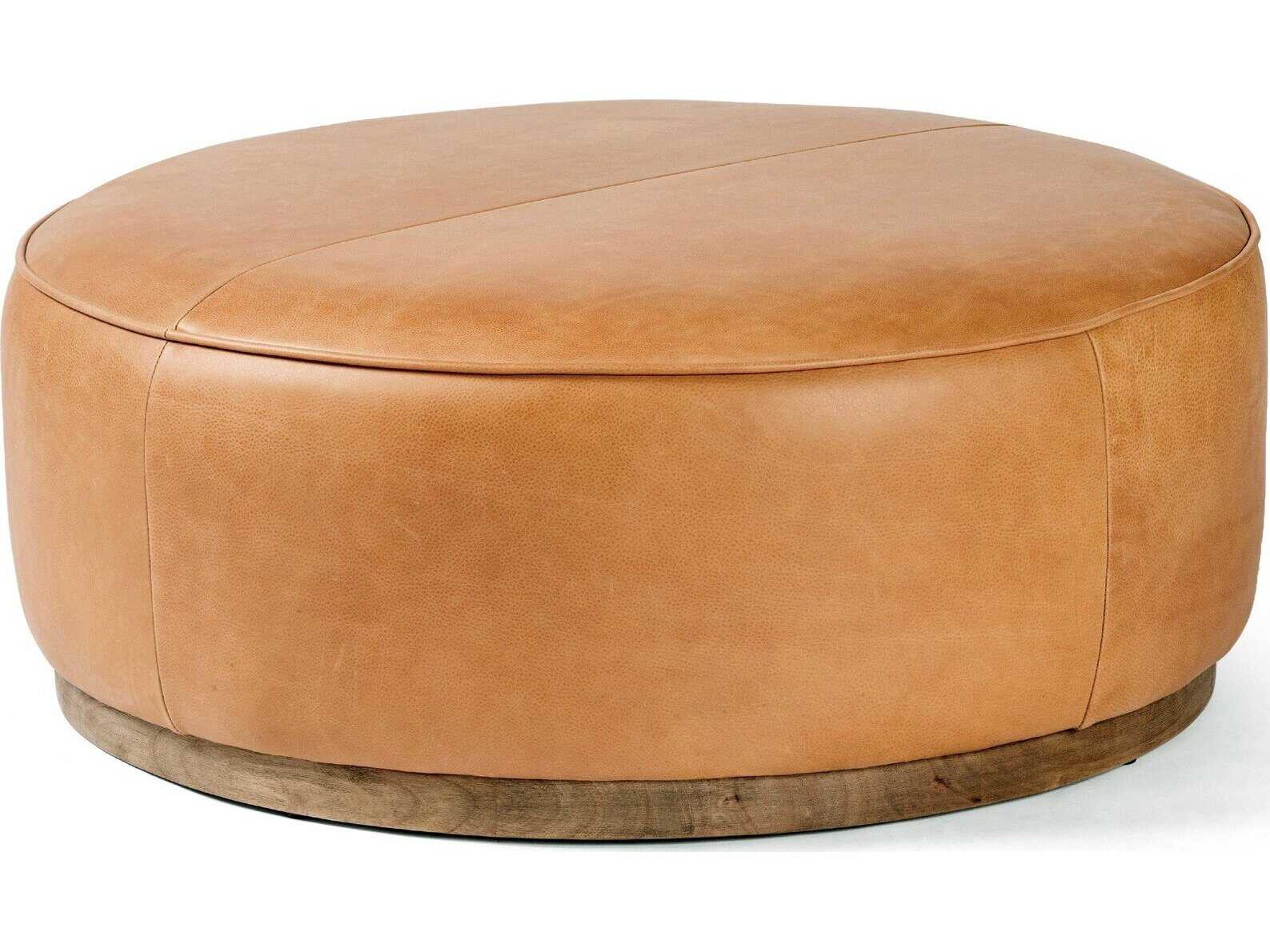 Four Hands Westgate Sinclair Distressed Natural Palermo Butterscotch Brown Leather Ottoman