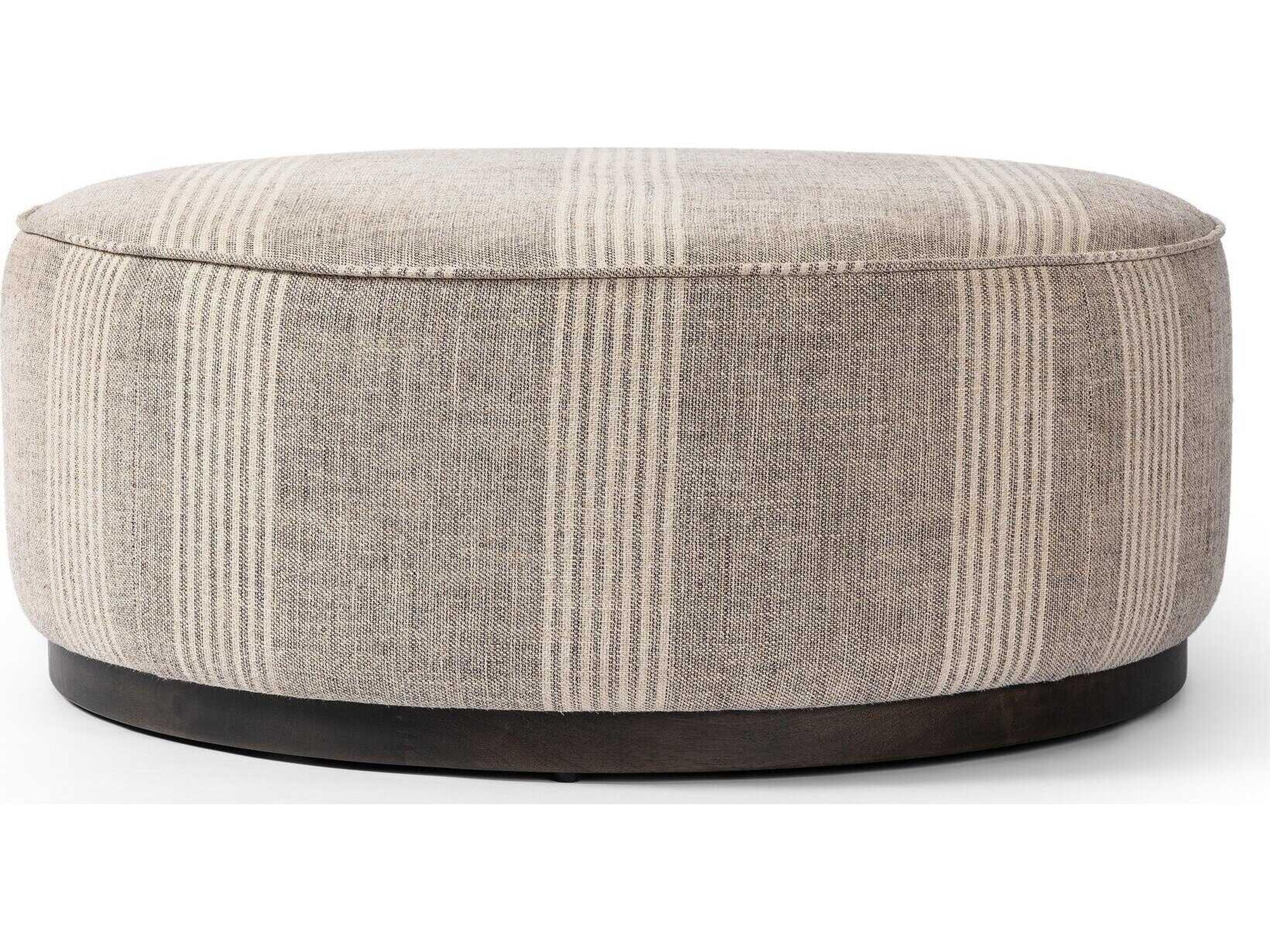 Luxecor Globetrotter Sinclair Manchester Flint Upholstered Large Round Ottoman