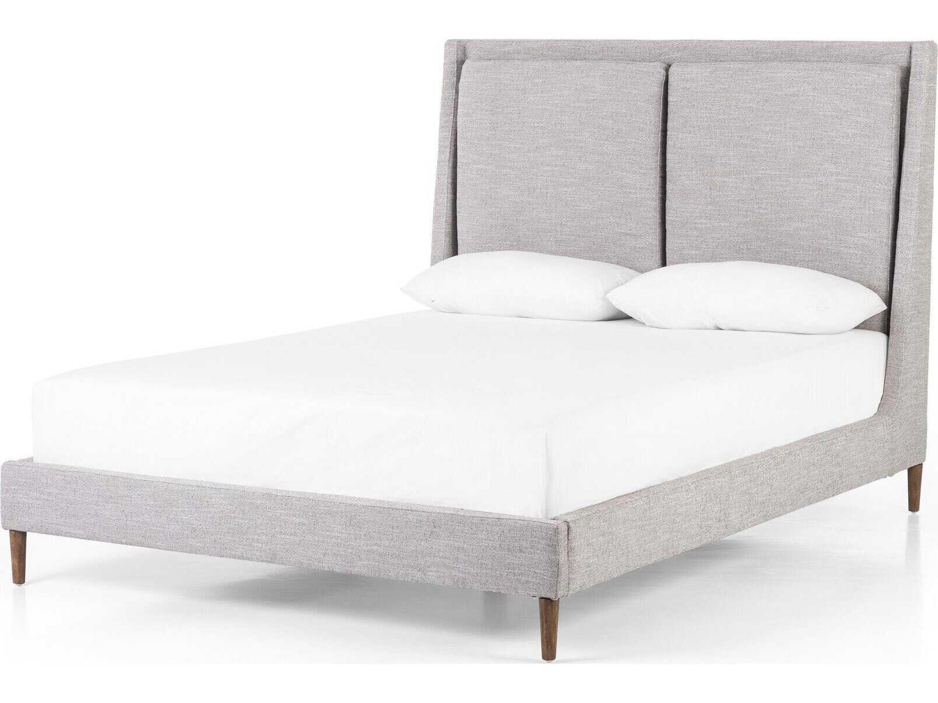 Kensington Potter Manor Grey Distressed Natural Parrawood Upholstered Queen Platform Bed