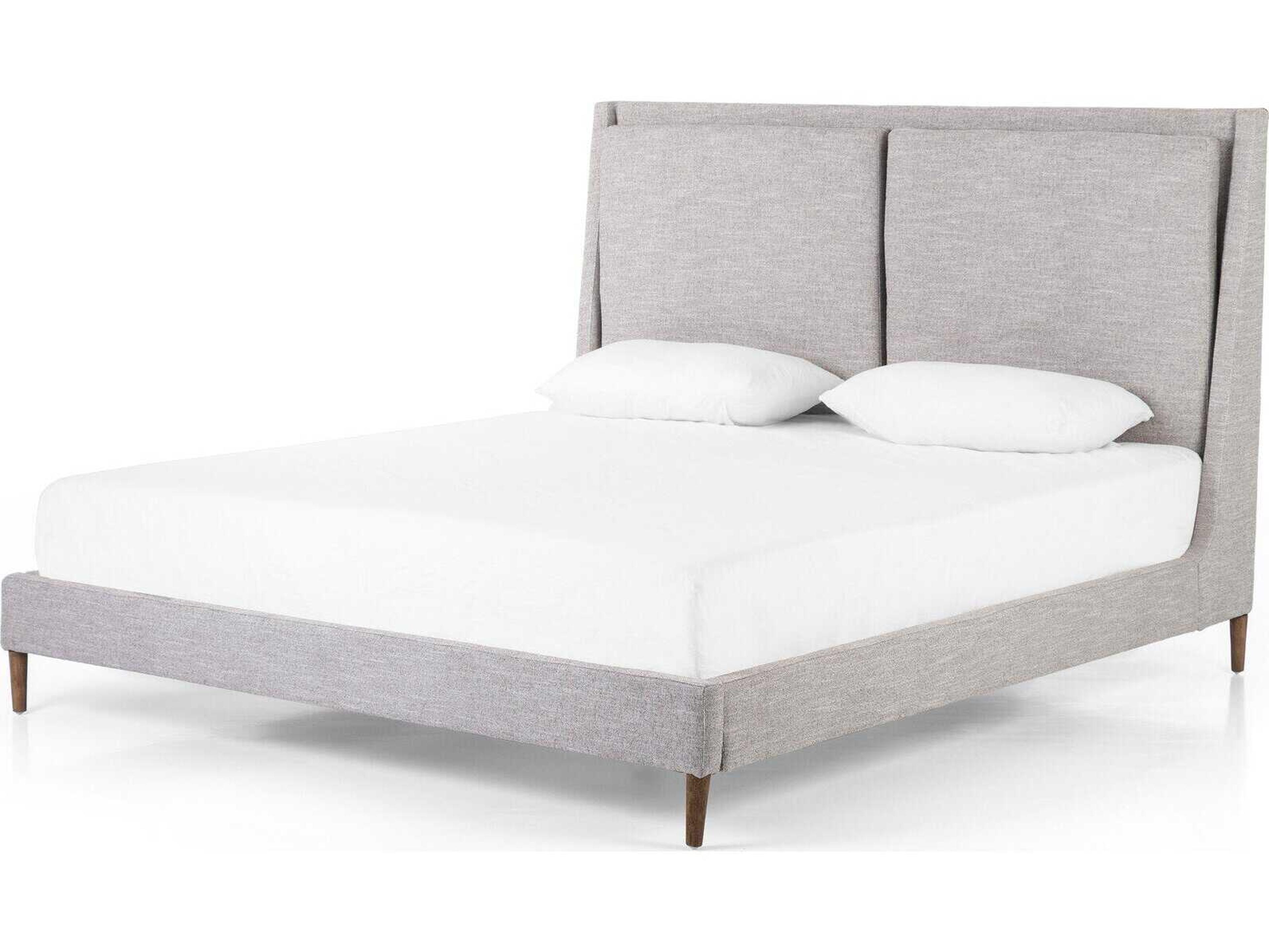 Four Hands Kensington Potter Manor Grey Distressed Natural Parrawood Upholstered King Platform Bed