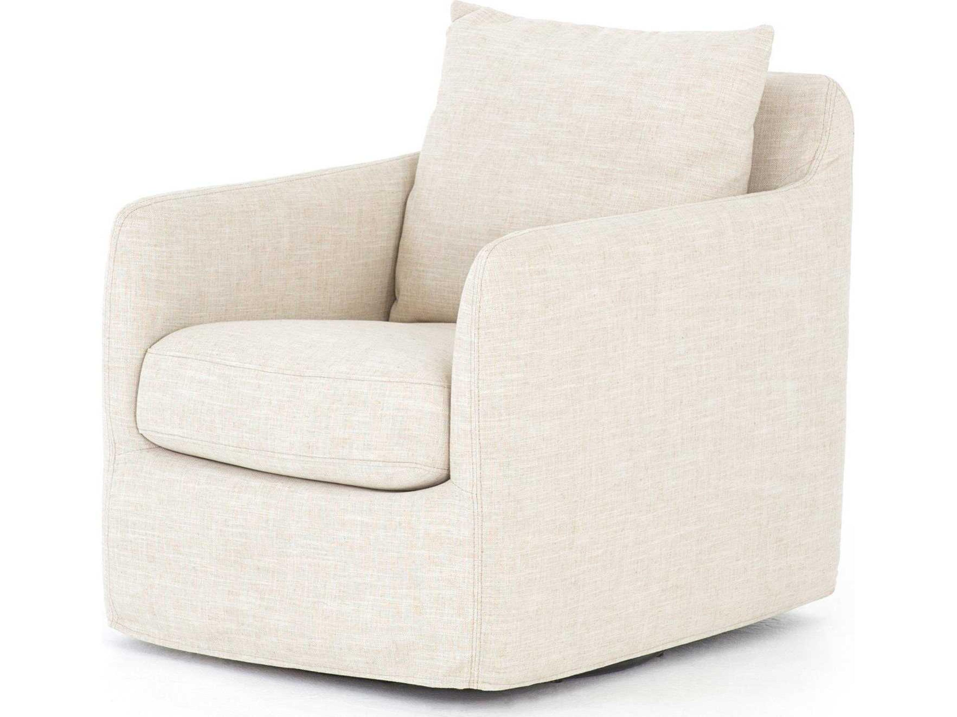 Four Hands Easton Banks Swivel Cream Fabric Accent Chair