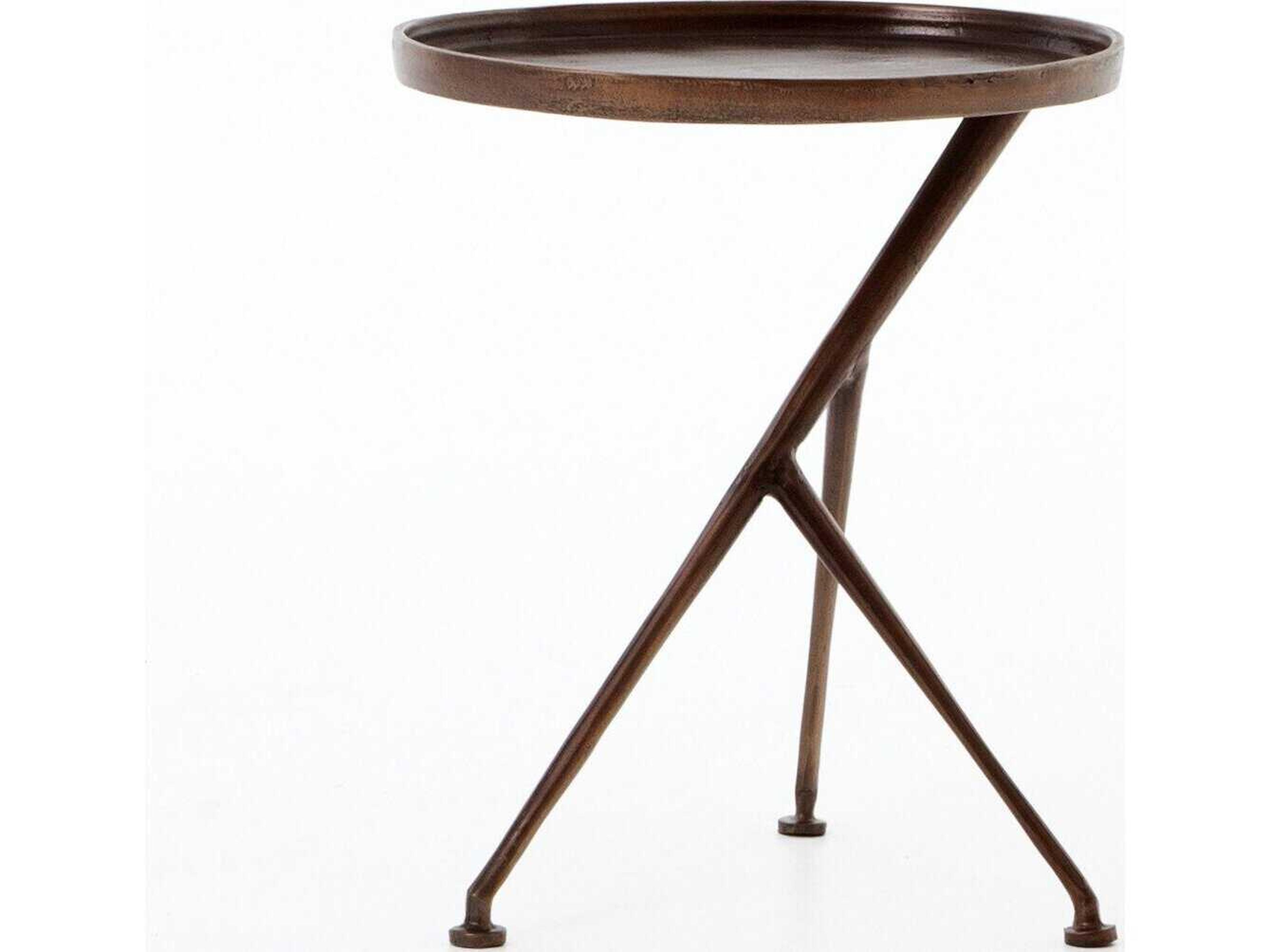 Four Hands Marlow Schmidt Round Metal Antique Rust End Table