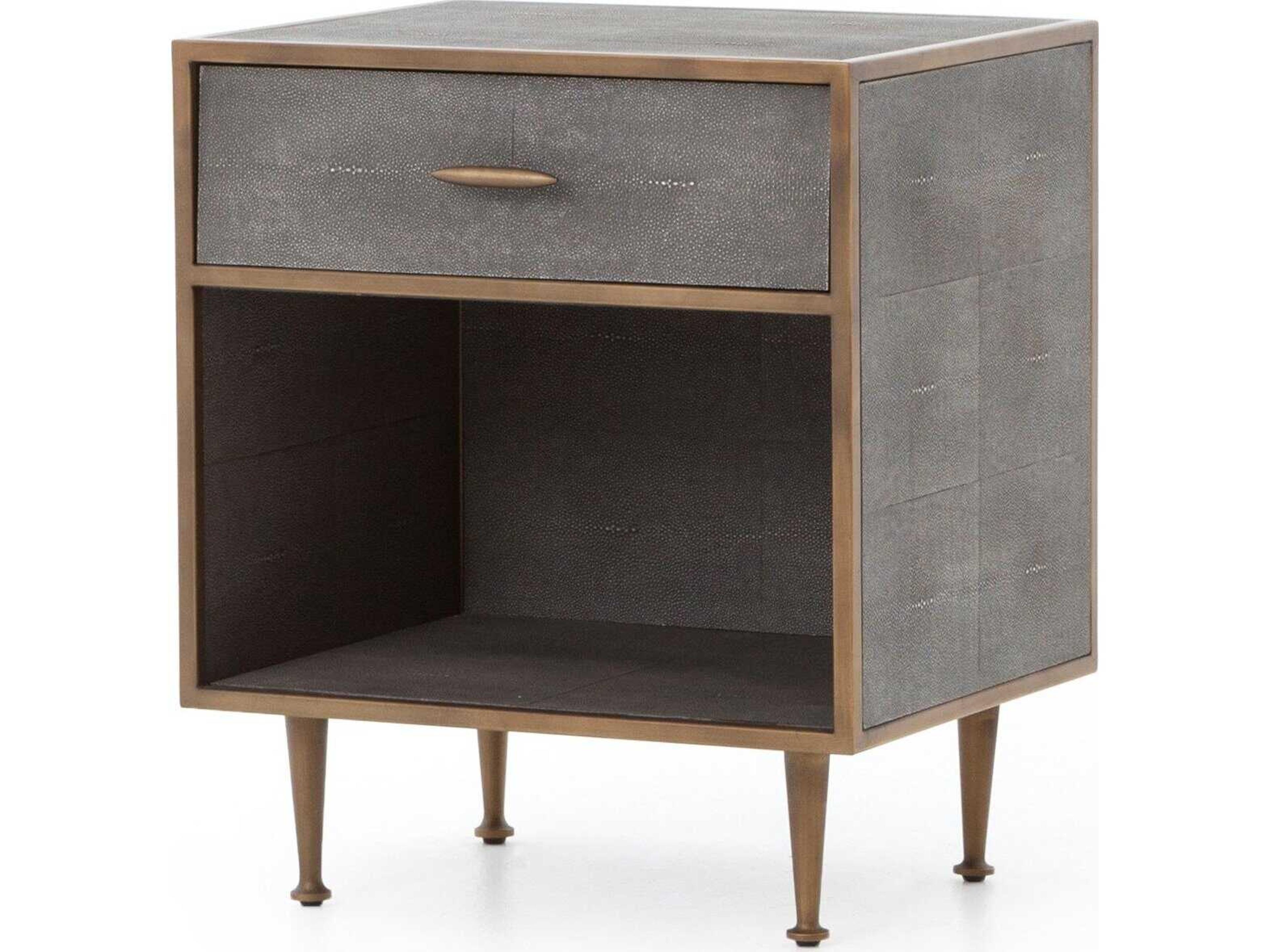 Bentley Shagreen 1-Drawer Gray Nightstand