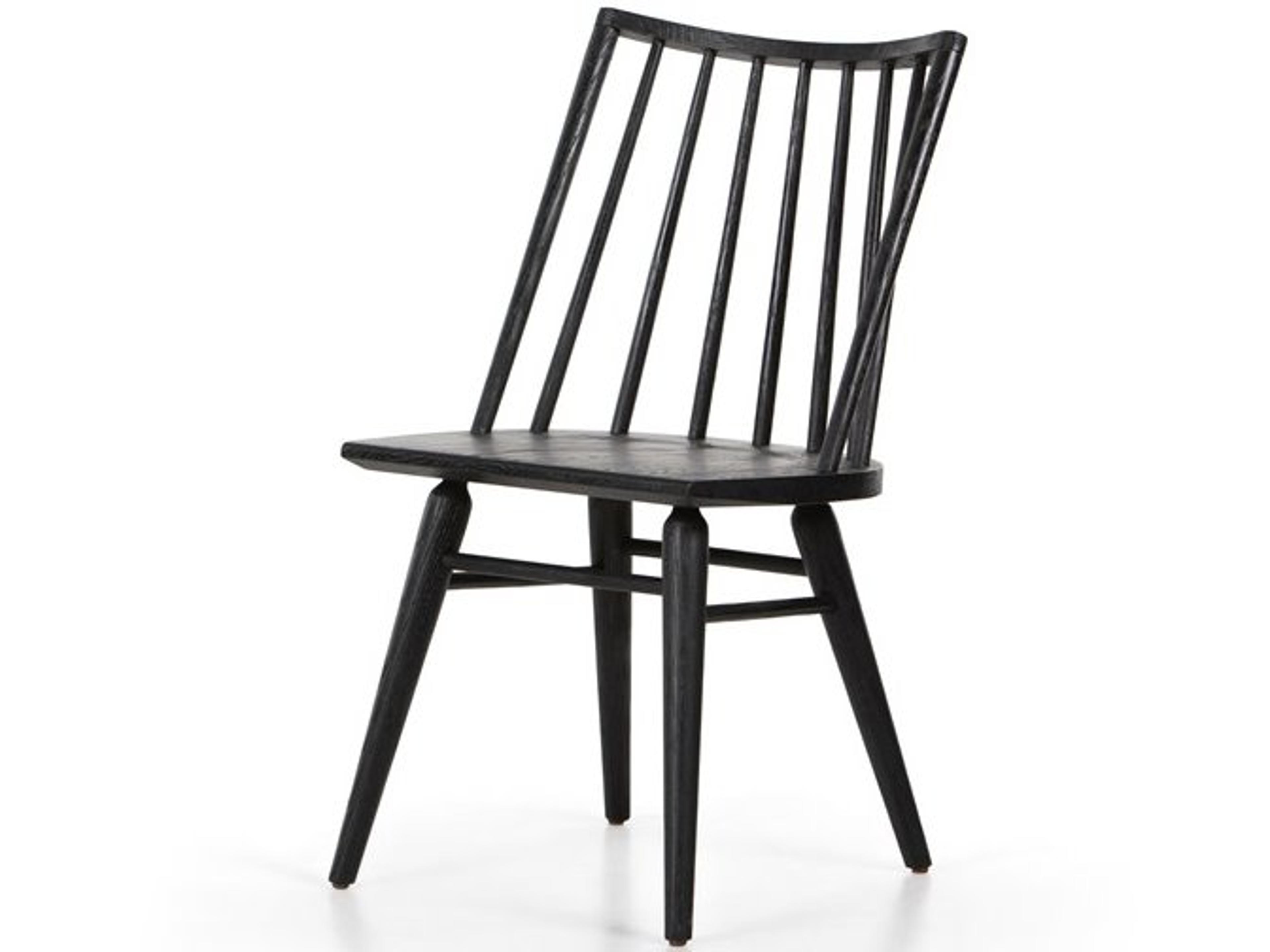 Four Hands Belfast Lewis Windsor Oak Wood Black Side Dining Chair
