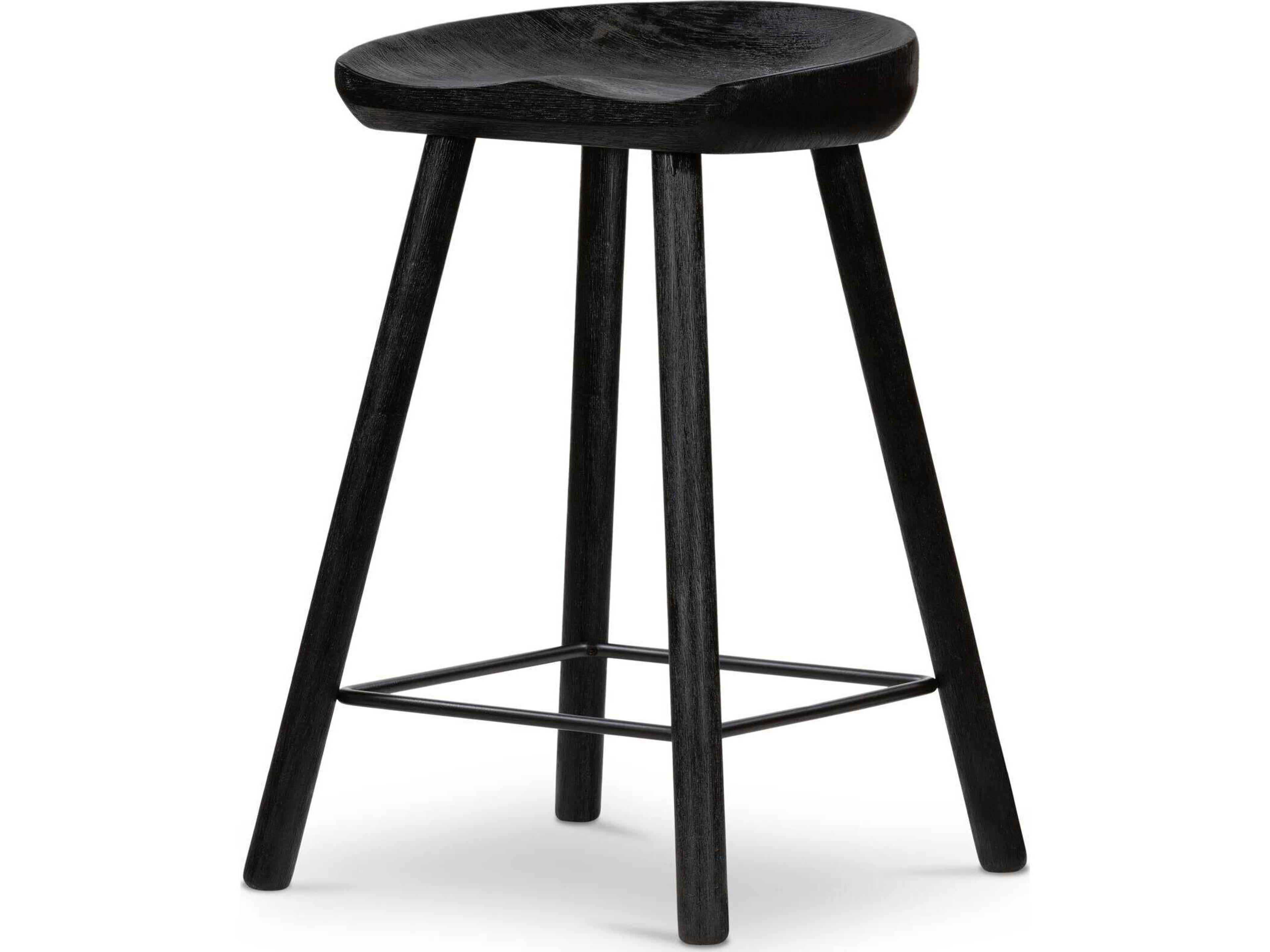 Four Hands Belfast Barrett Matte Black Parawood  Counter Stool