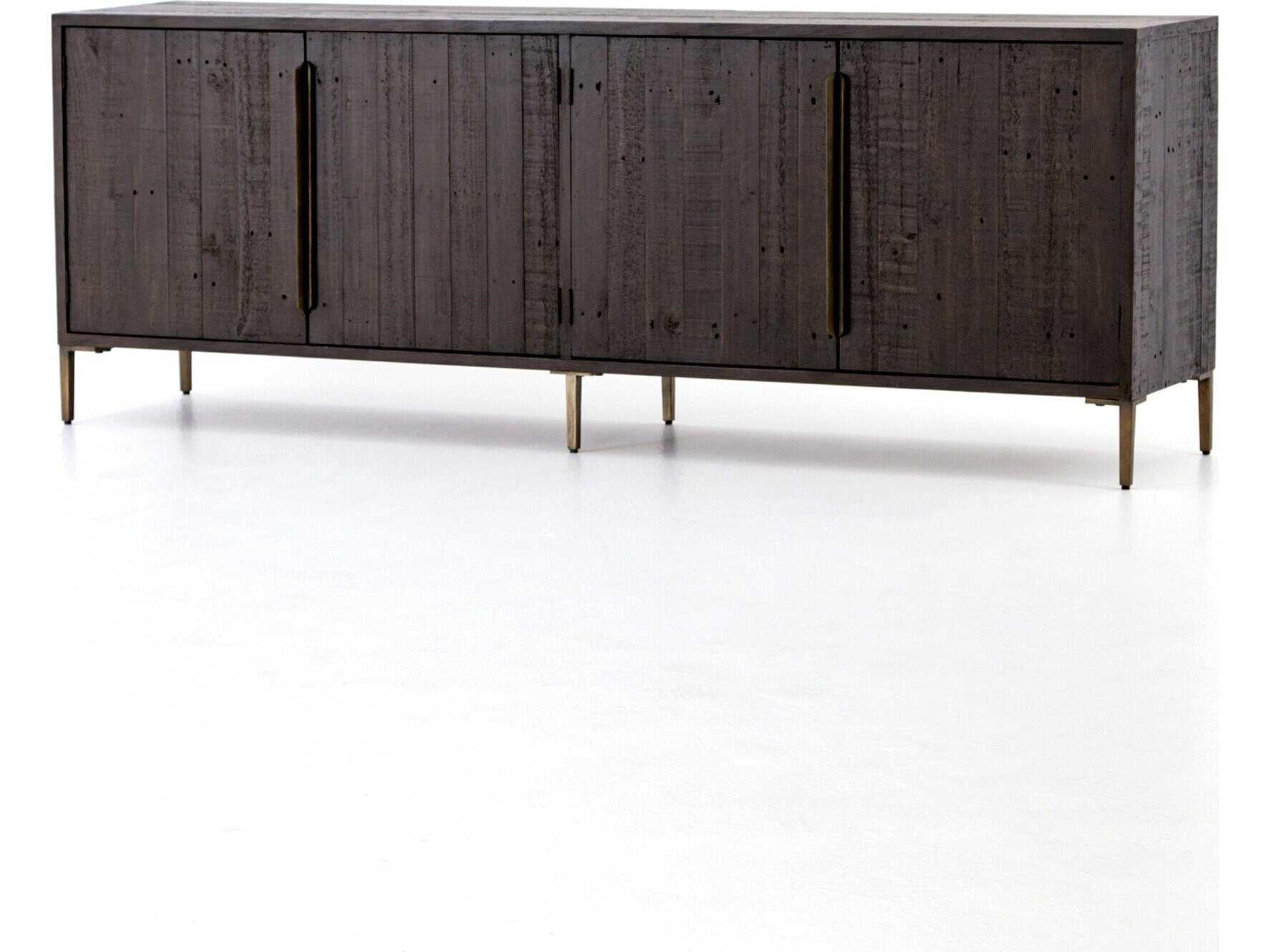 Four Hands Wyeth 88" Pine Wood Dark Carbon Antique Brass Sideboard
