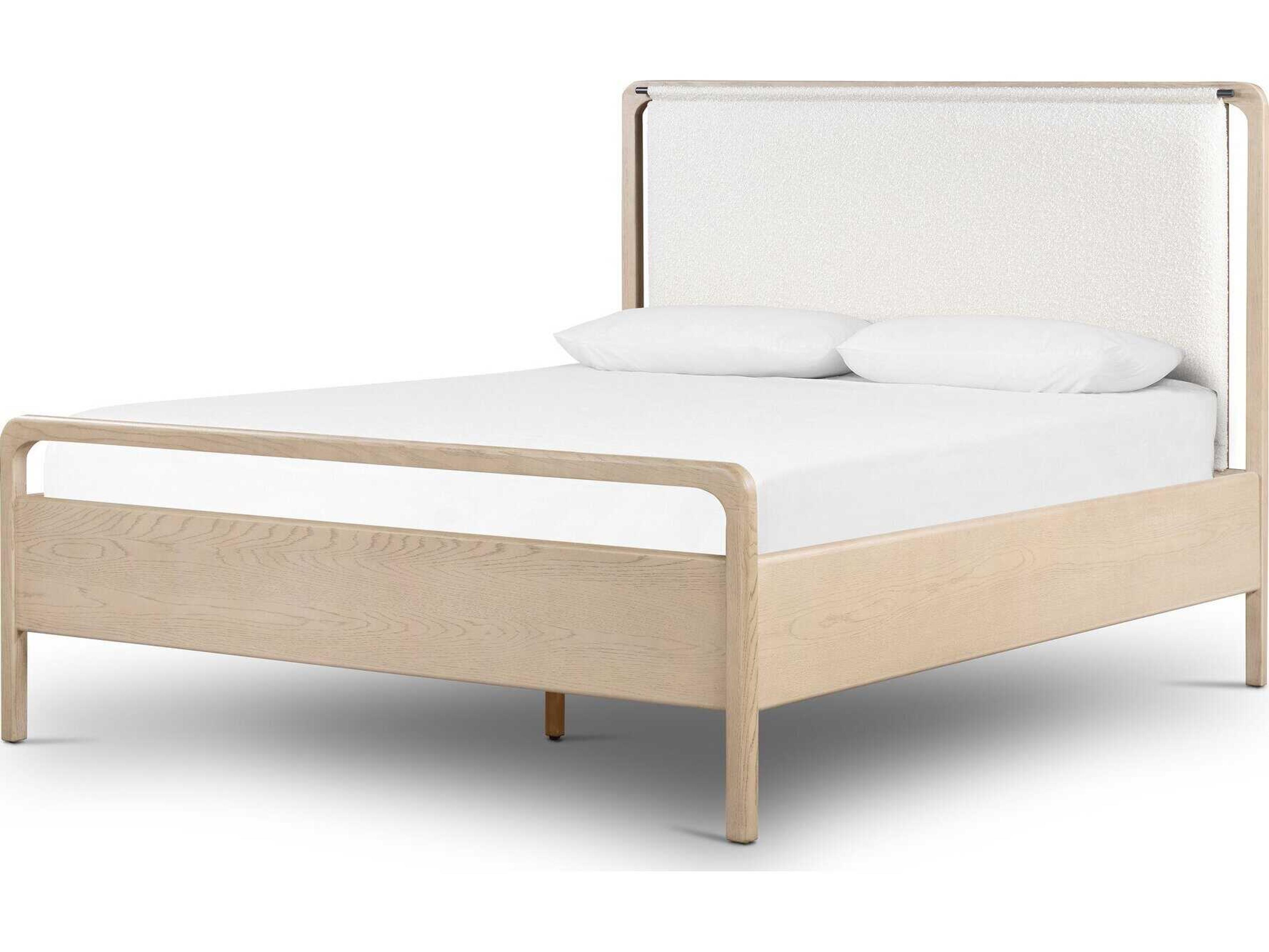 Four Hands Filmore Rosedale Yucca Oak Knoll Natural Gunmetal Beige Wood Upholstered King Panel Bed
