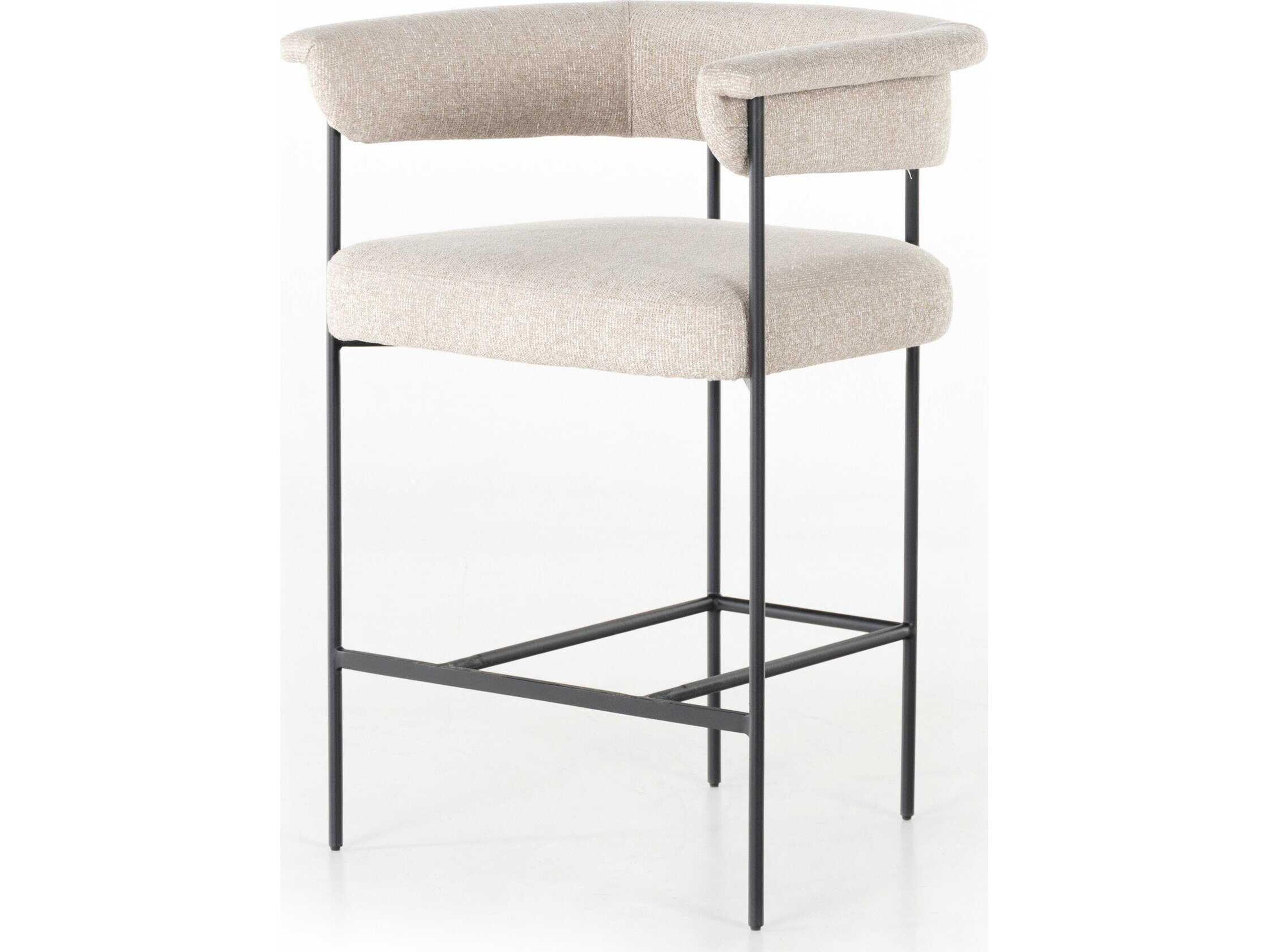 Four Hands Grayson Carrie Upholstered Light Camel Matte Black Counter Stool