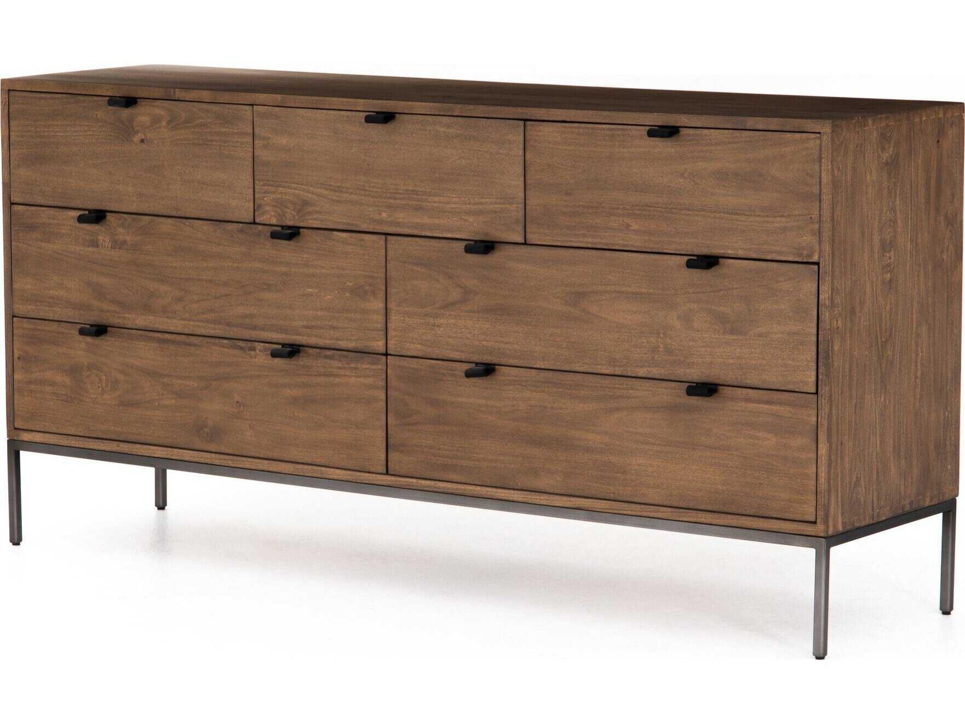 Fulton Trey Auburn Poplar Pine Wood 7 Drawer Dresser