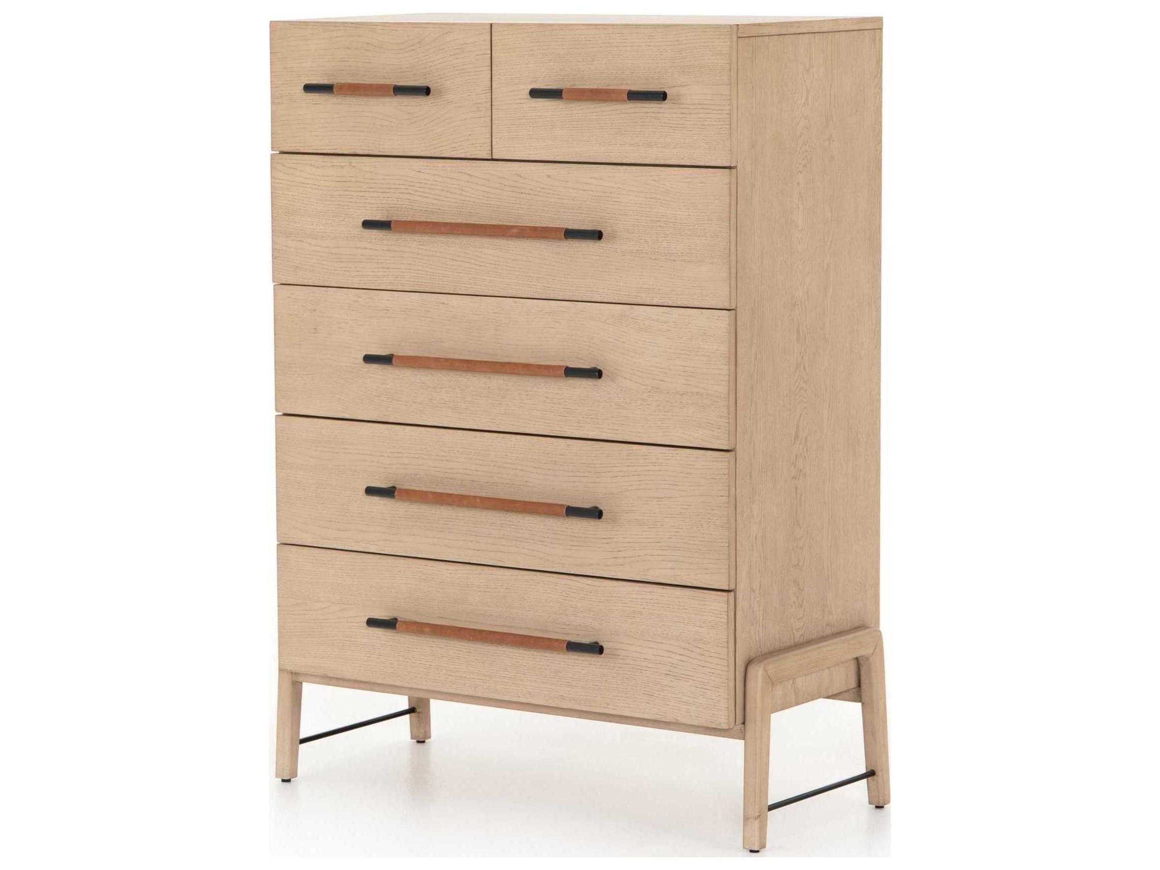 Four Hands Filmore 6-Drawers Yucca Oak Chaps Sand Gunmetal Brown Wood Accent Chest