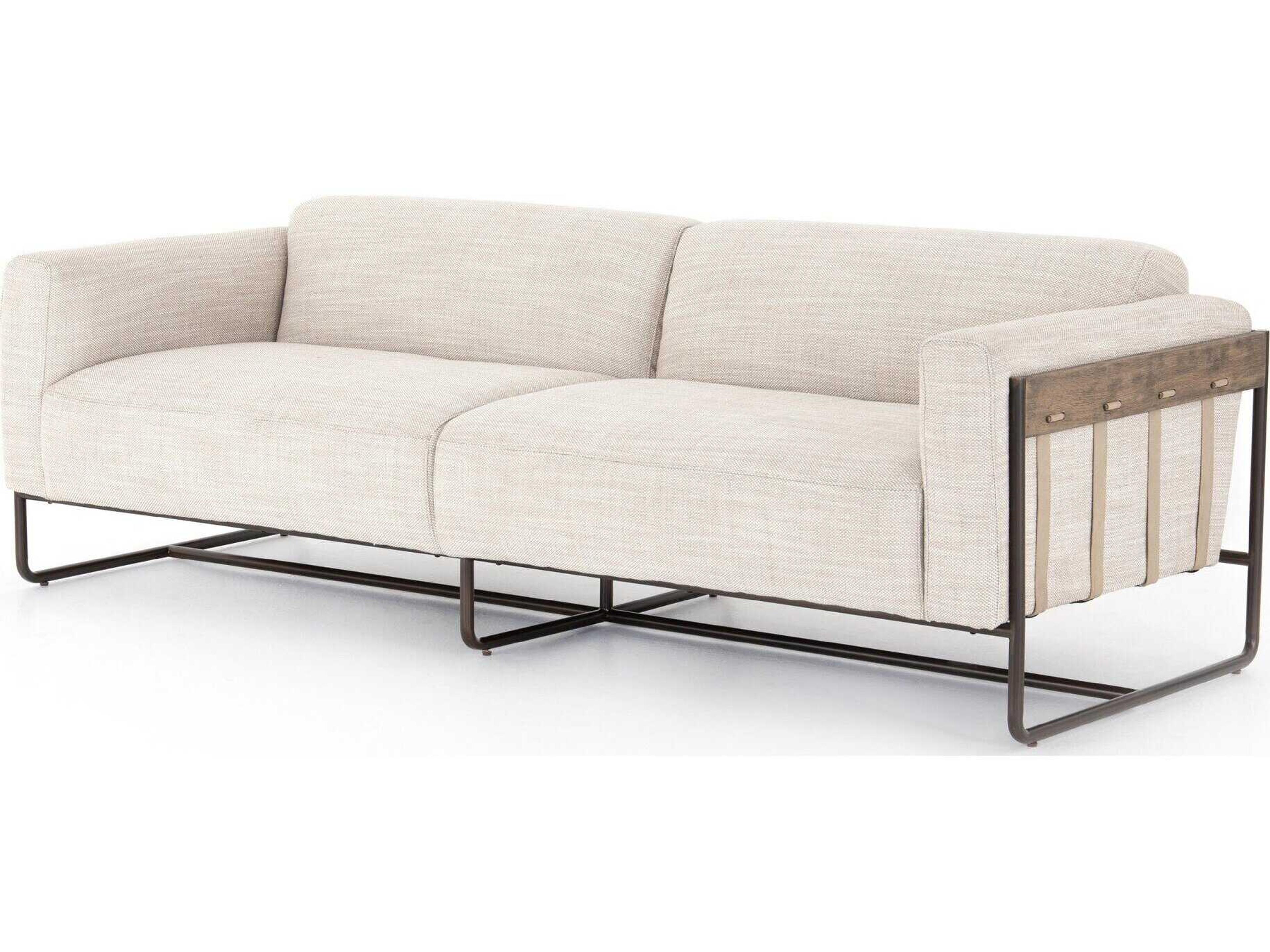 Four Hands Westgate Ella Gable Taupe Bronze Gunmetal Umber Natural Lamont Beige Upholstered Sofa