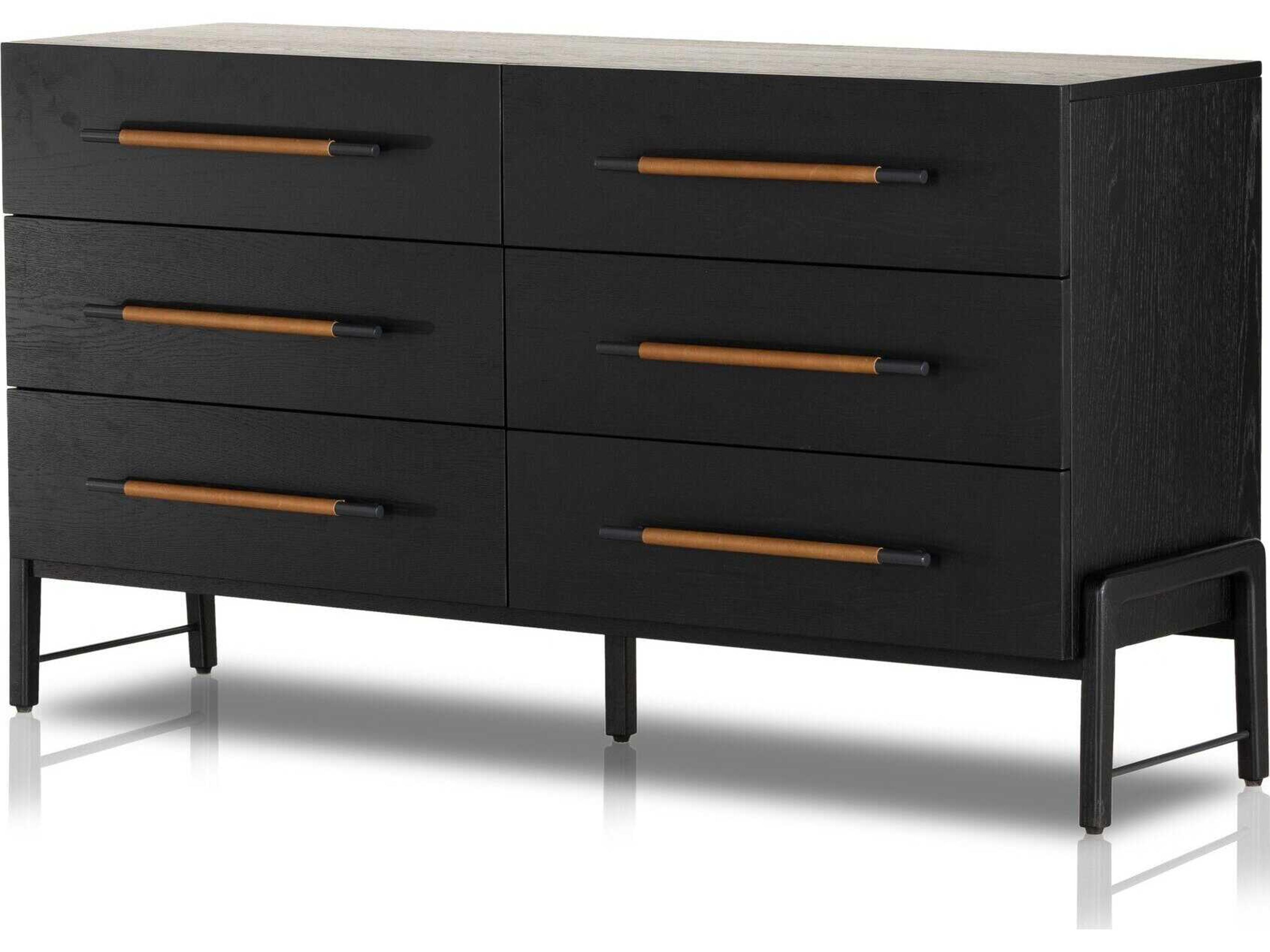 Filmore Rosedale 6-Drawers Black Oak Wood Double Dresser