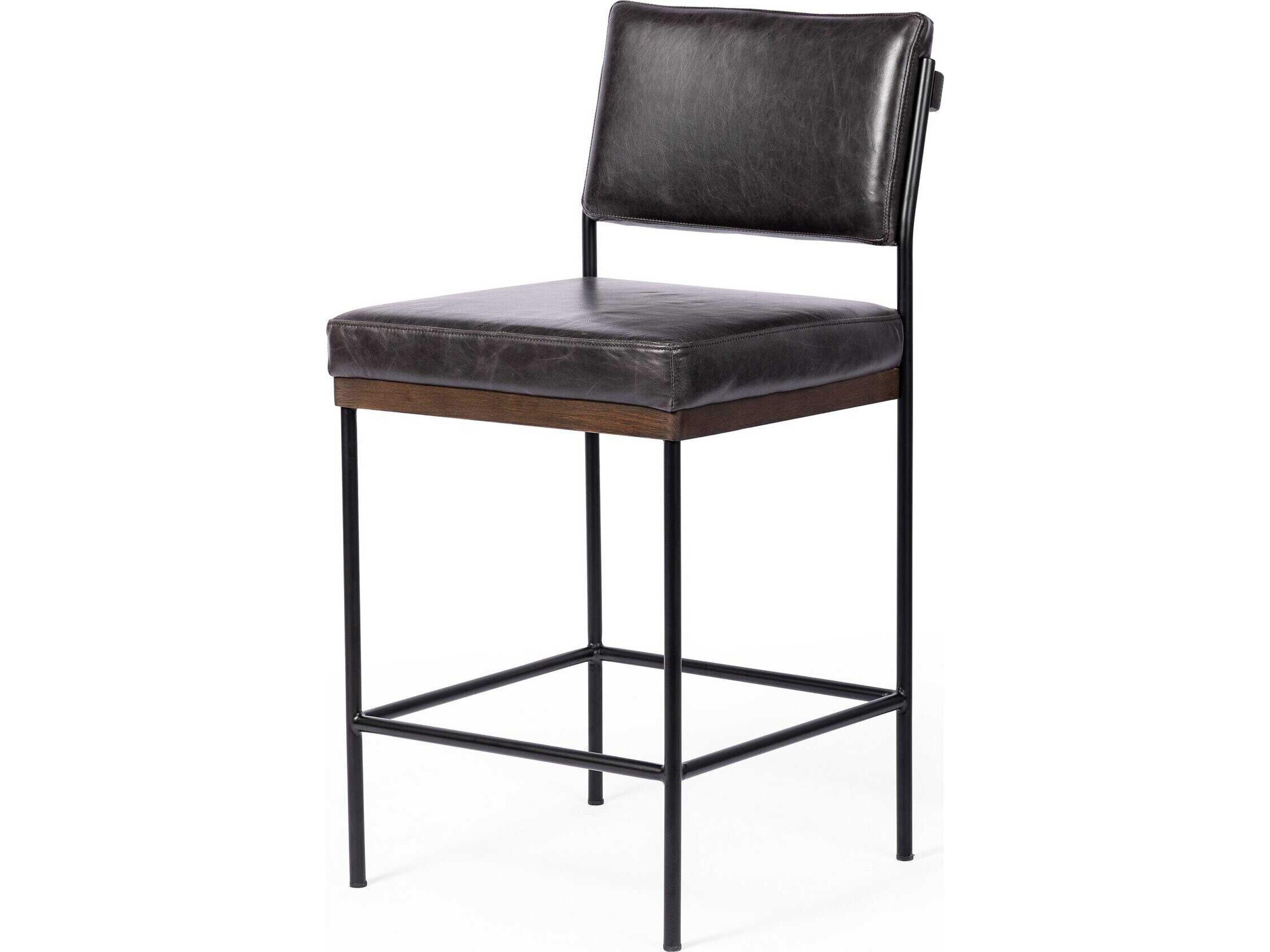 Four Hands Ashford Benton Sonoma Black Bar Stool