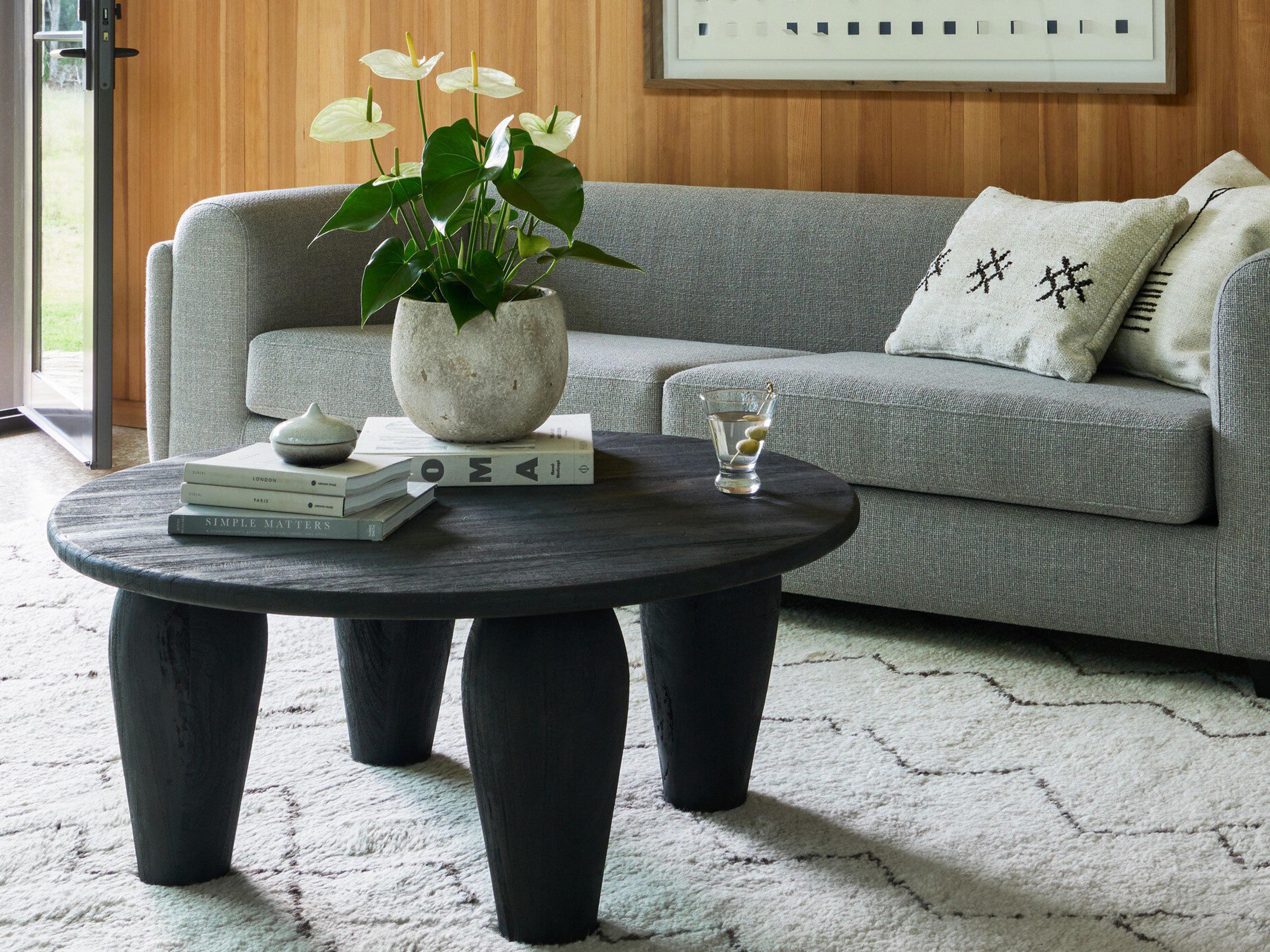 Four Hands Maya Maricopa Round Wood Dark Totem Coffee Table