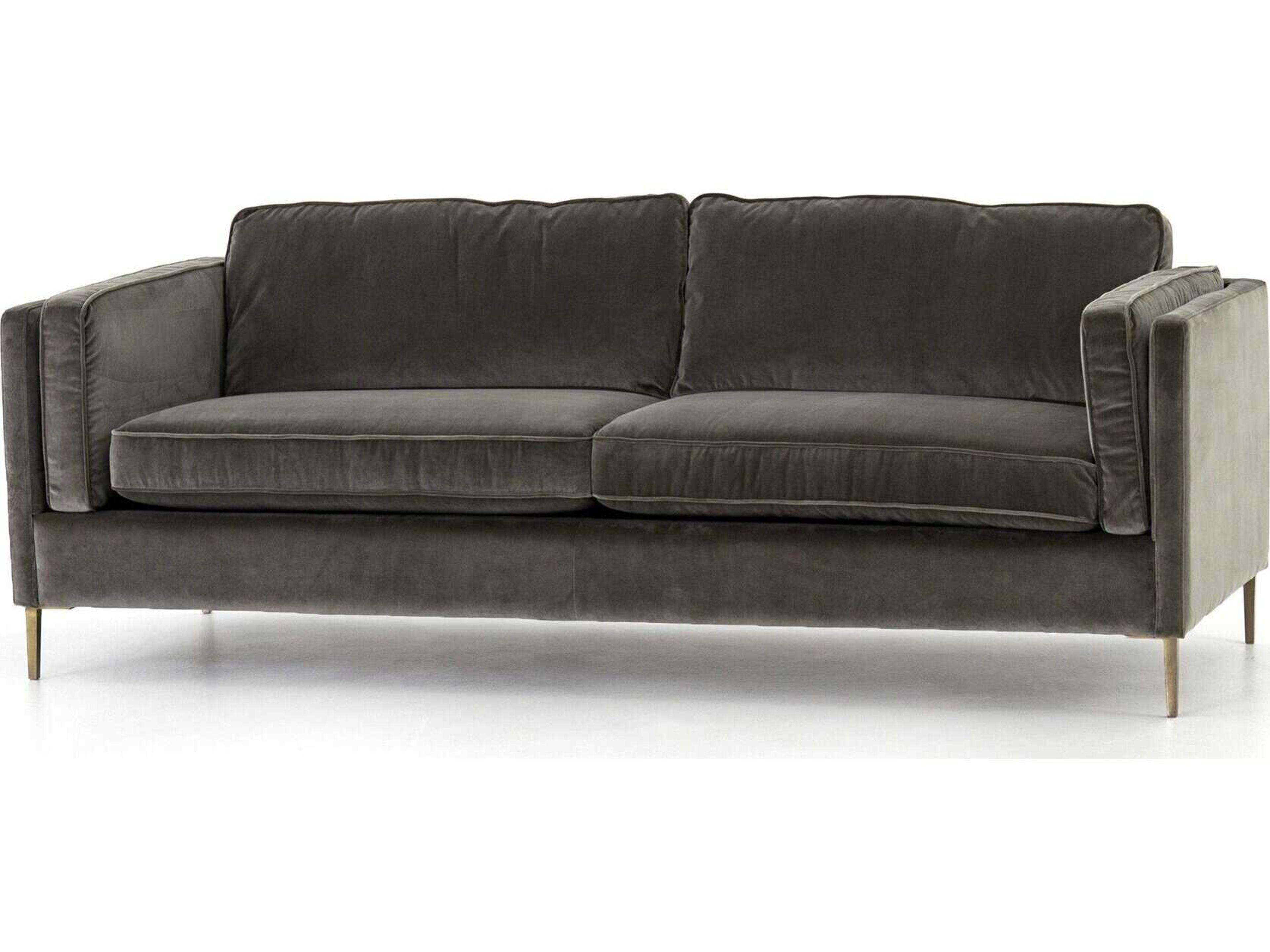 Four Hands Norwood Emery Sapphire Birch Antique Brass Gray Upholstered Sofa