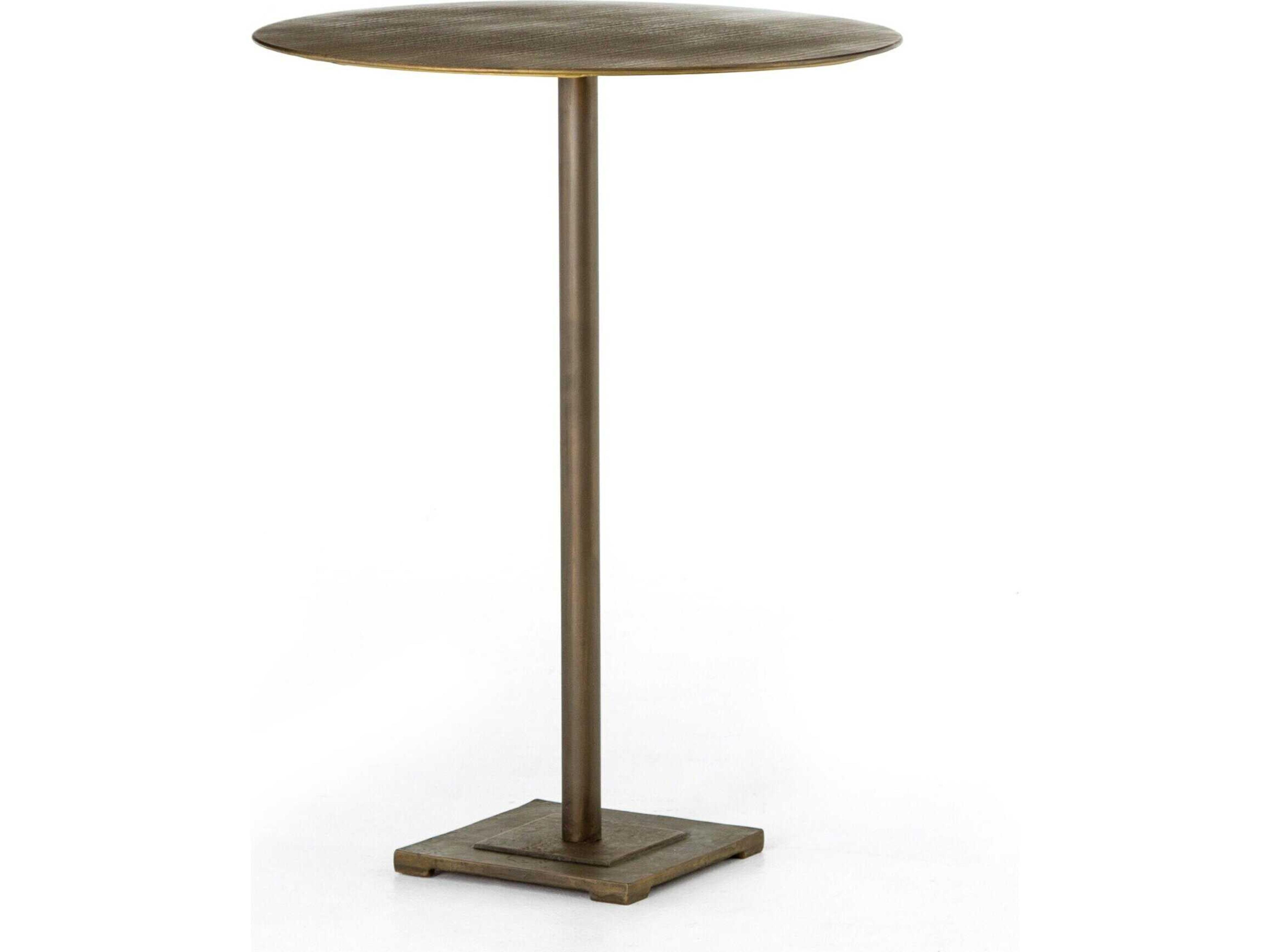 Element Aged Brass Acid Etched Round Metal Bar Table
