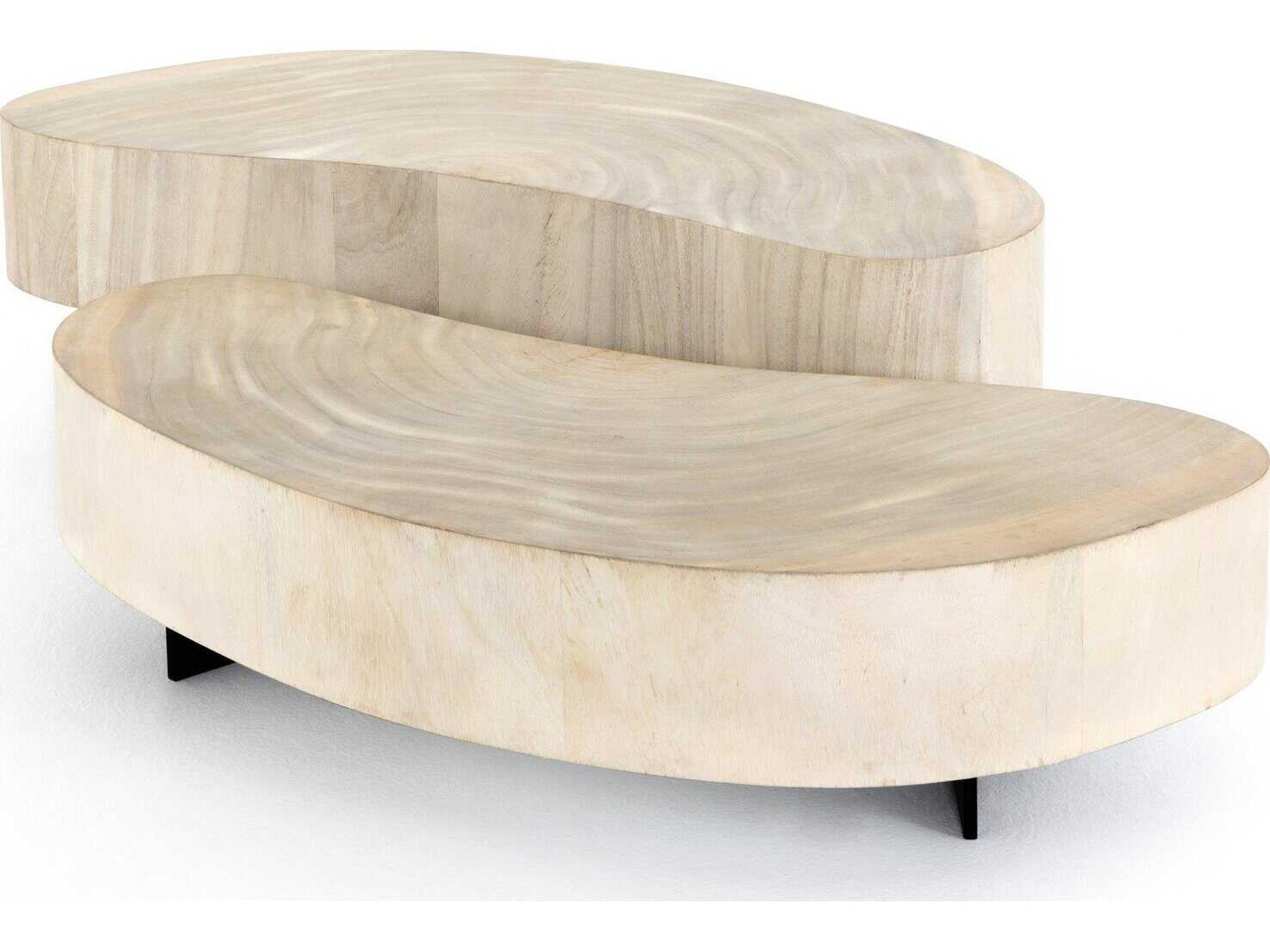 Four Hands Wesson Avett Wood Gunmetal Bleached Guanacaste Oyster Coffee Table