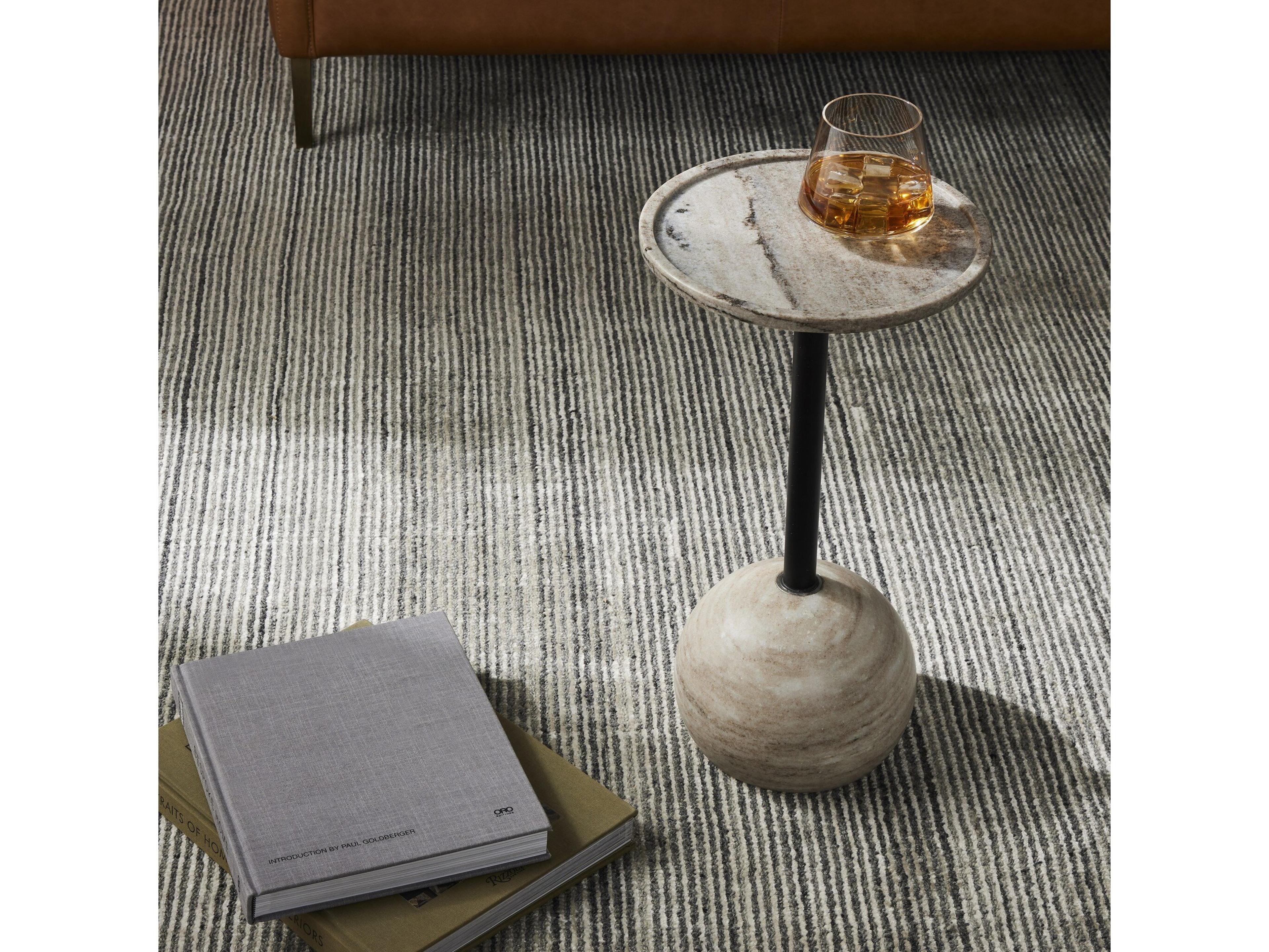 Four Hands Rockwell Viola Polished White Marble Accent Table