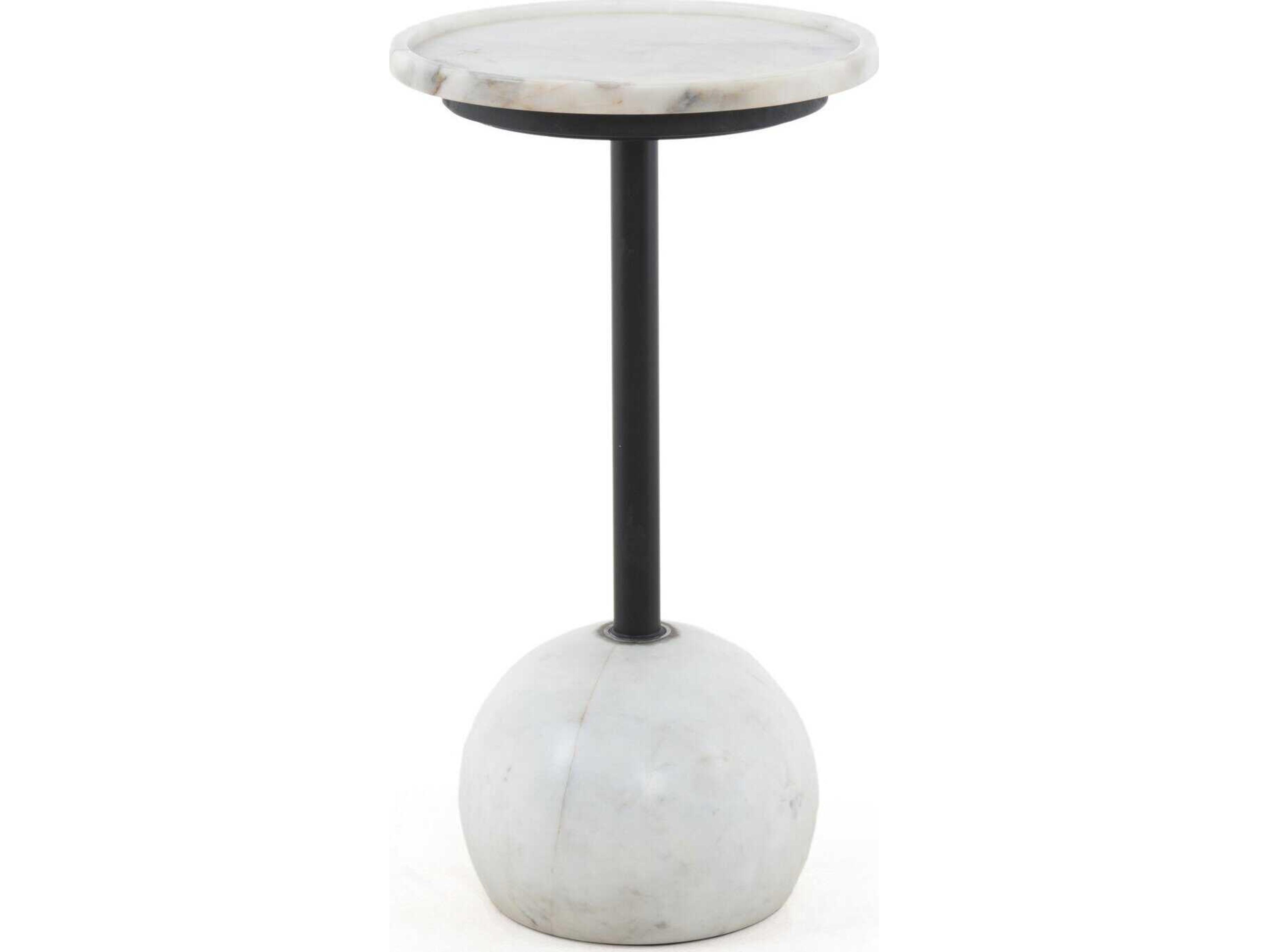 Four Hands Rockwell Viola Polished White Marble Accent Table