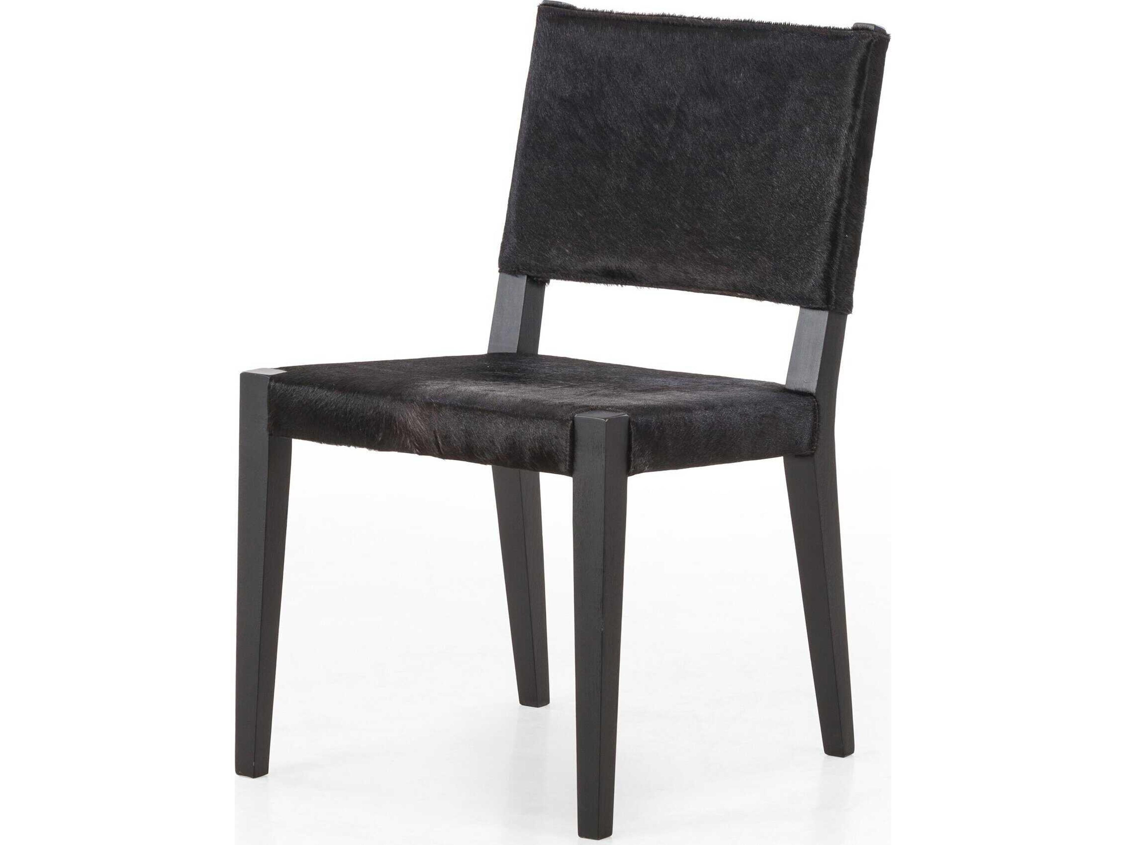 Four Hands Caswell Villa Dark Hair on Hide Upholstered Beech Wood Dining Chair