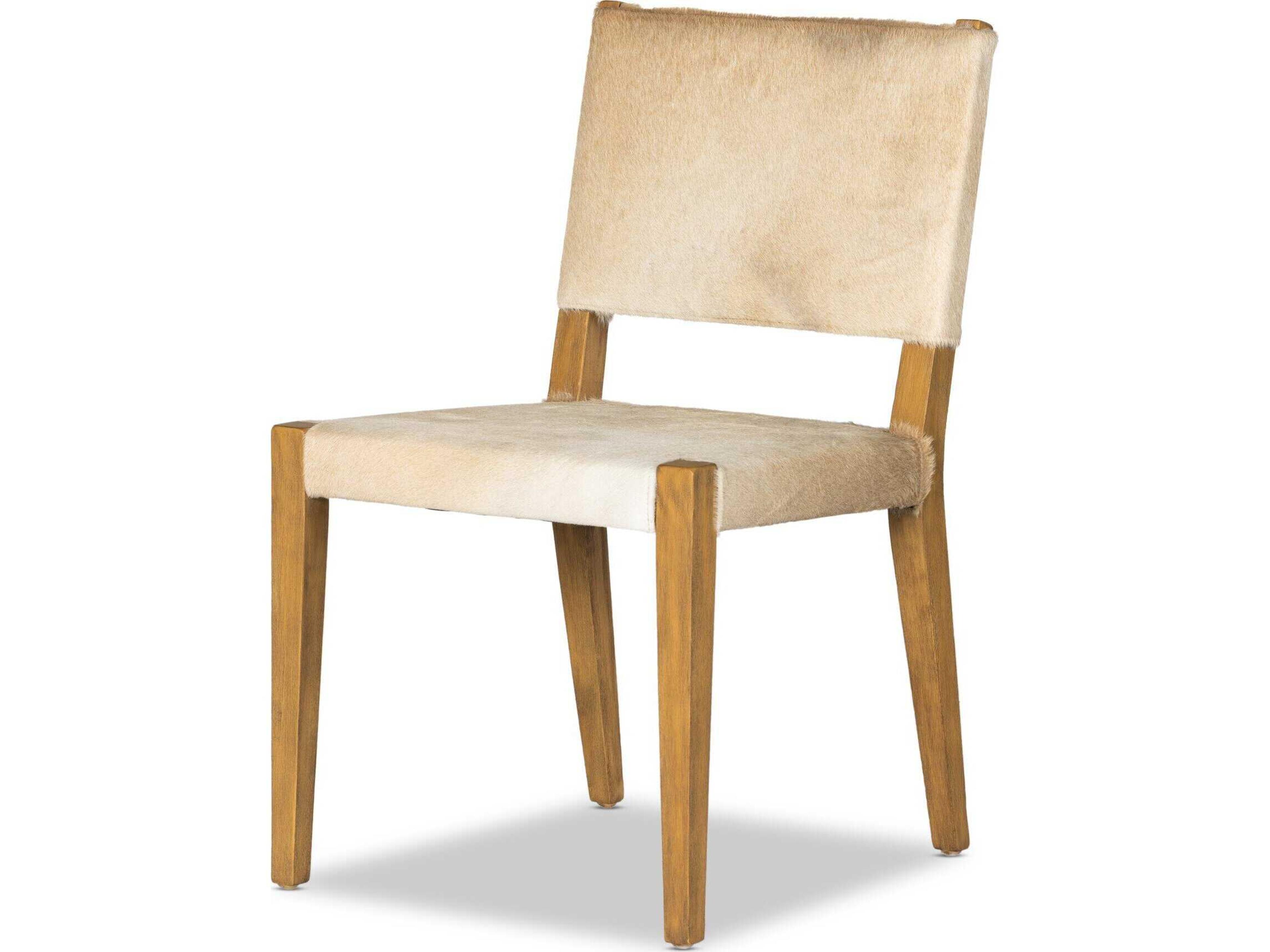 Four Hands Caswell Villa Beech Wood Natural Fur Side Dining Chair