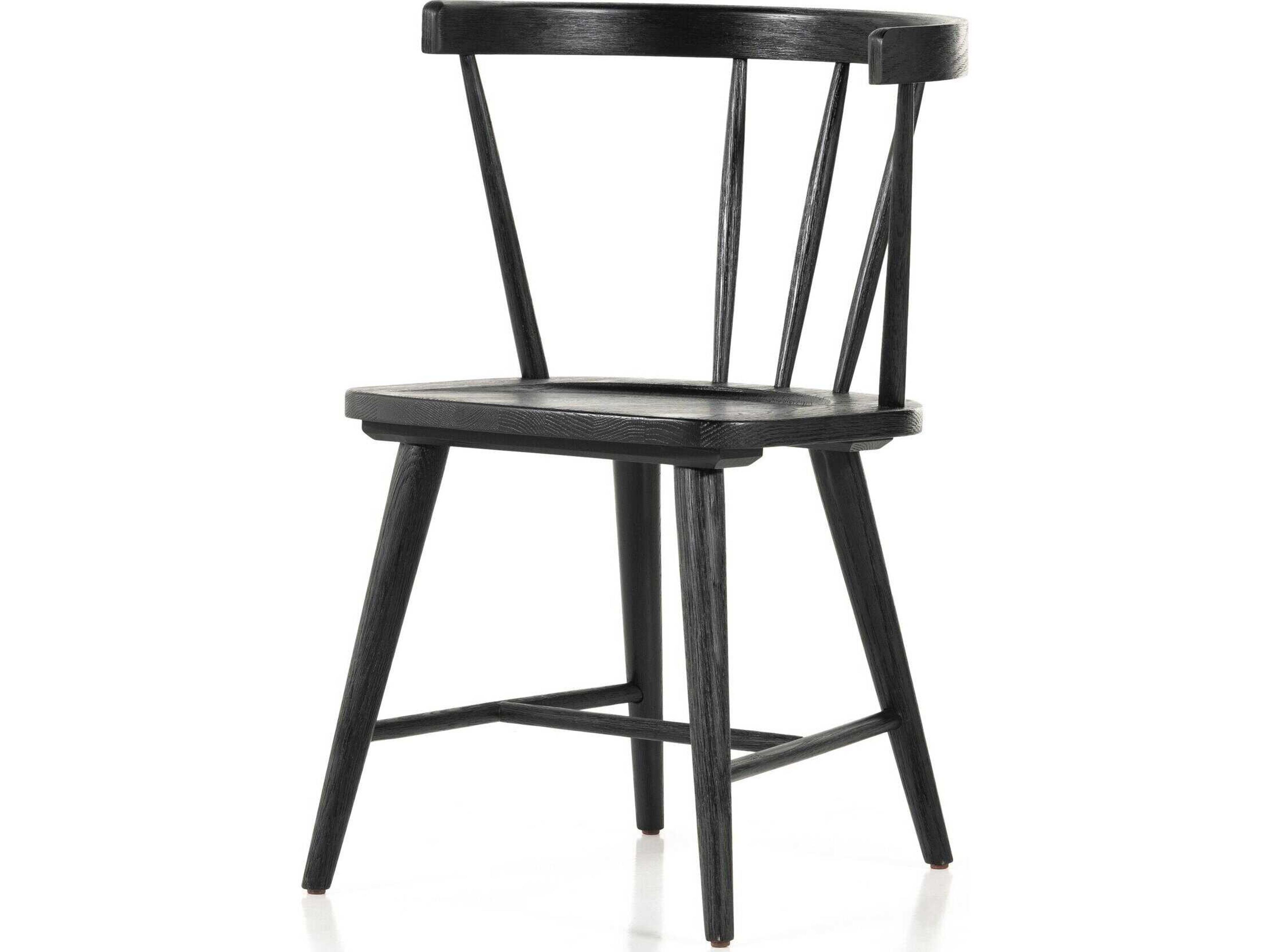 Four Hands Belfast Naples Black Oak  Wood Dining Chair