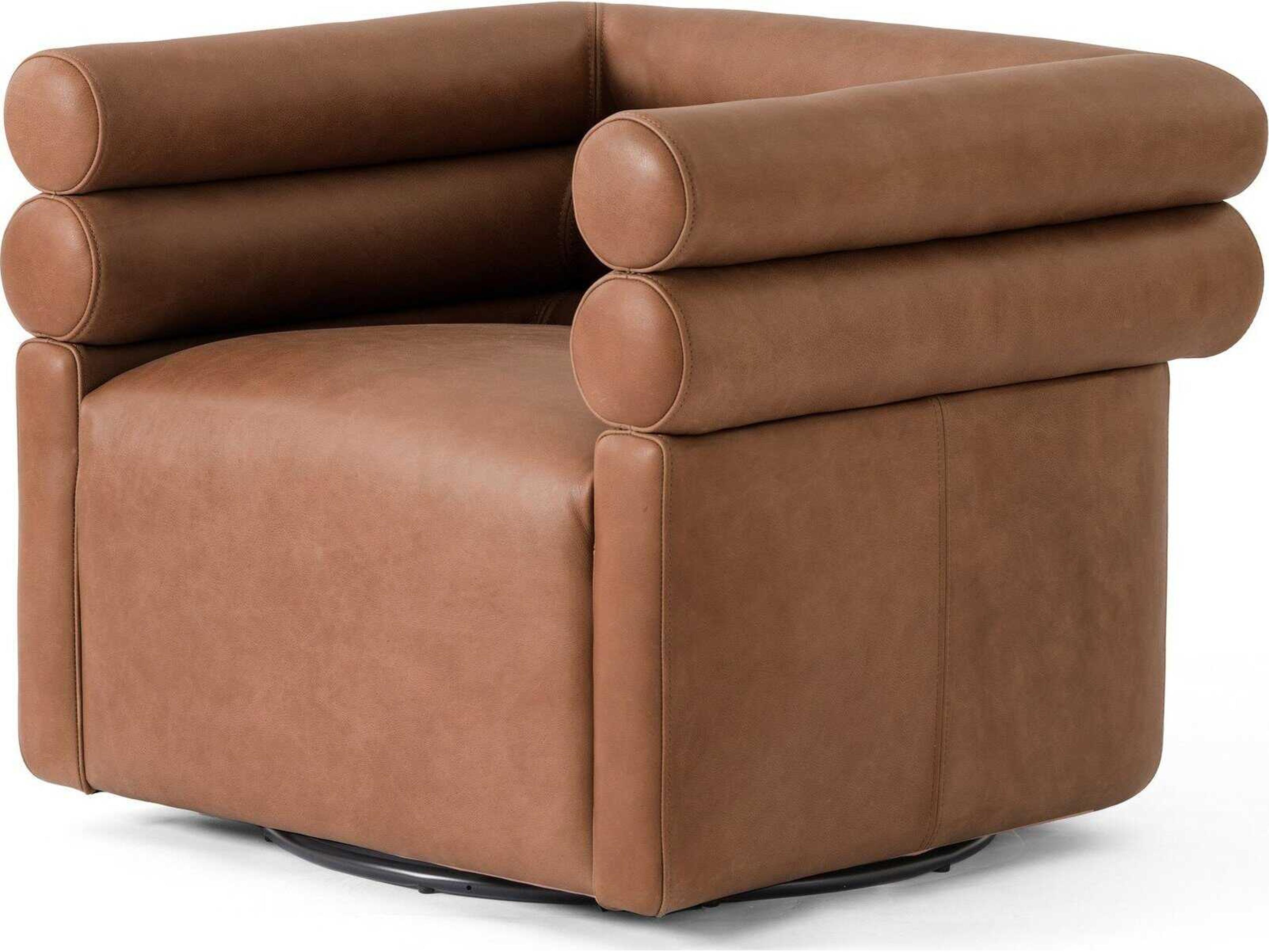 Four Hands Grayson Evie Palermo Cognac Leather Swivel Chair