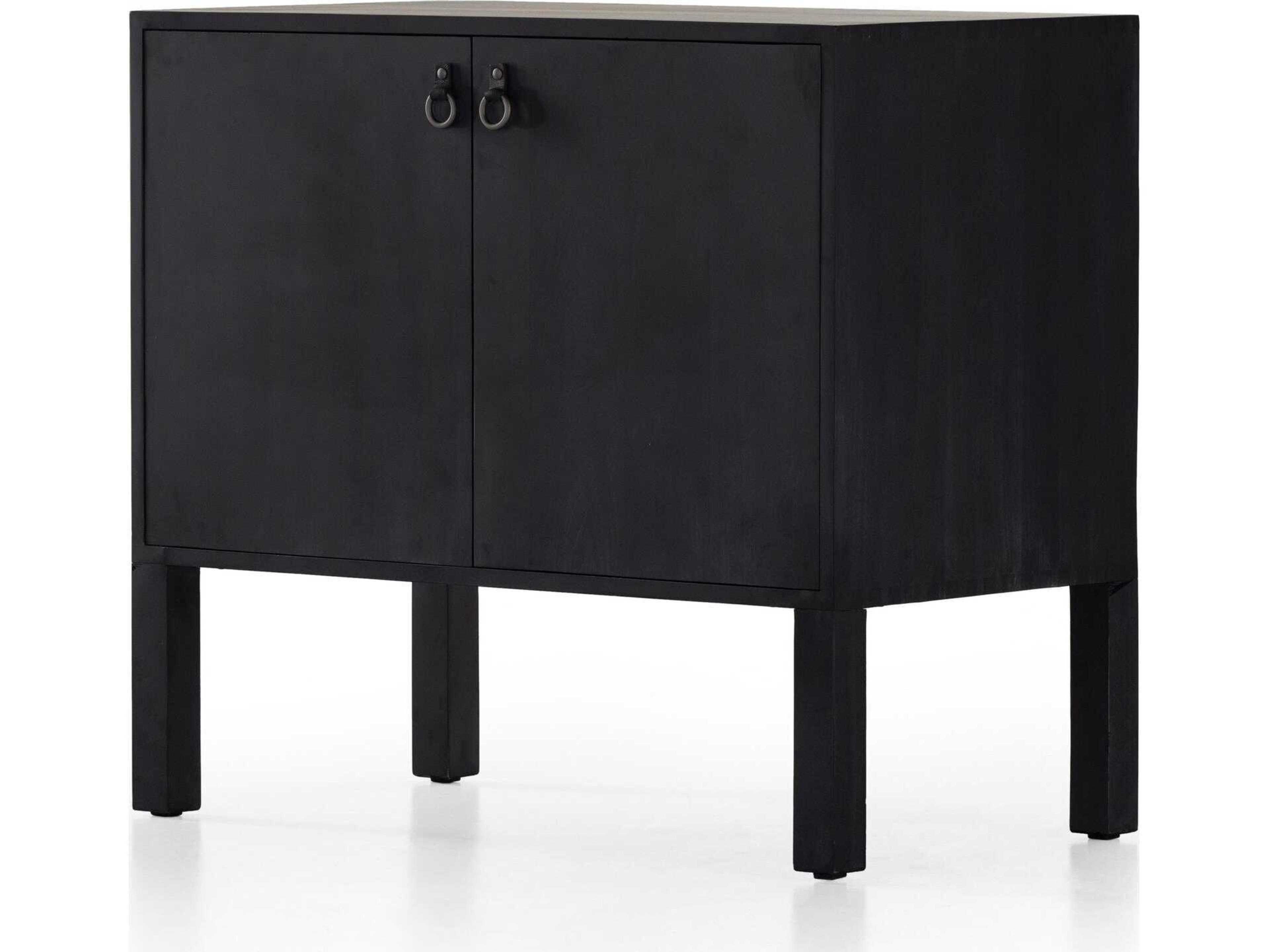 Four Hands Fulton Isador Black Wash Poplar  Wood Bar Cabinet