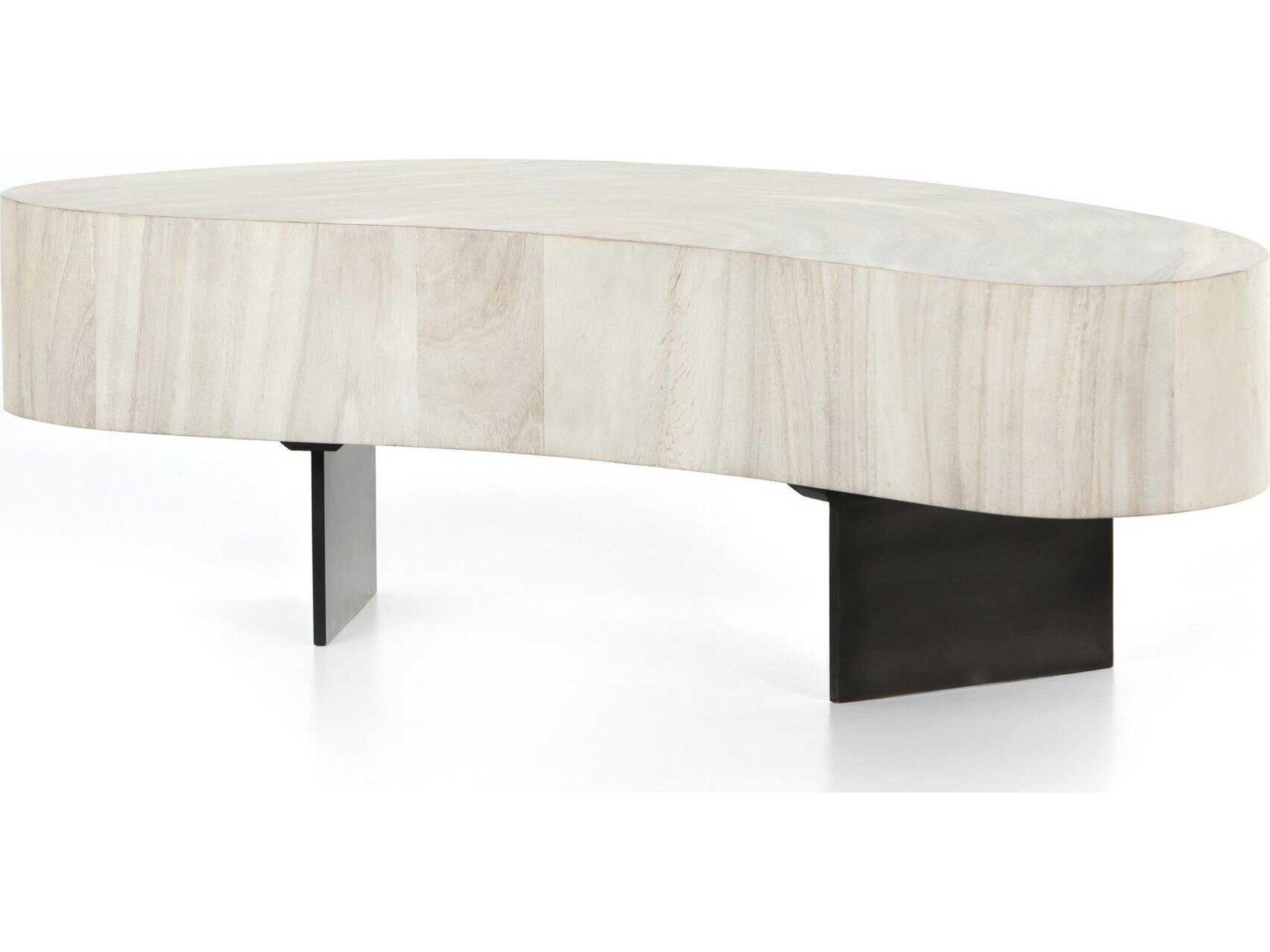Four Hands Wesson Avett Wood Gunmetal Bleached Guanacaste Oyster Coffee Table