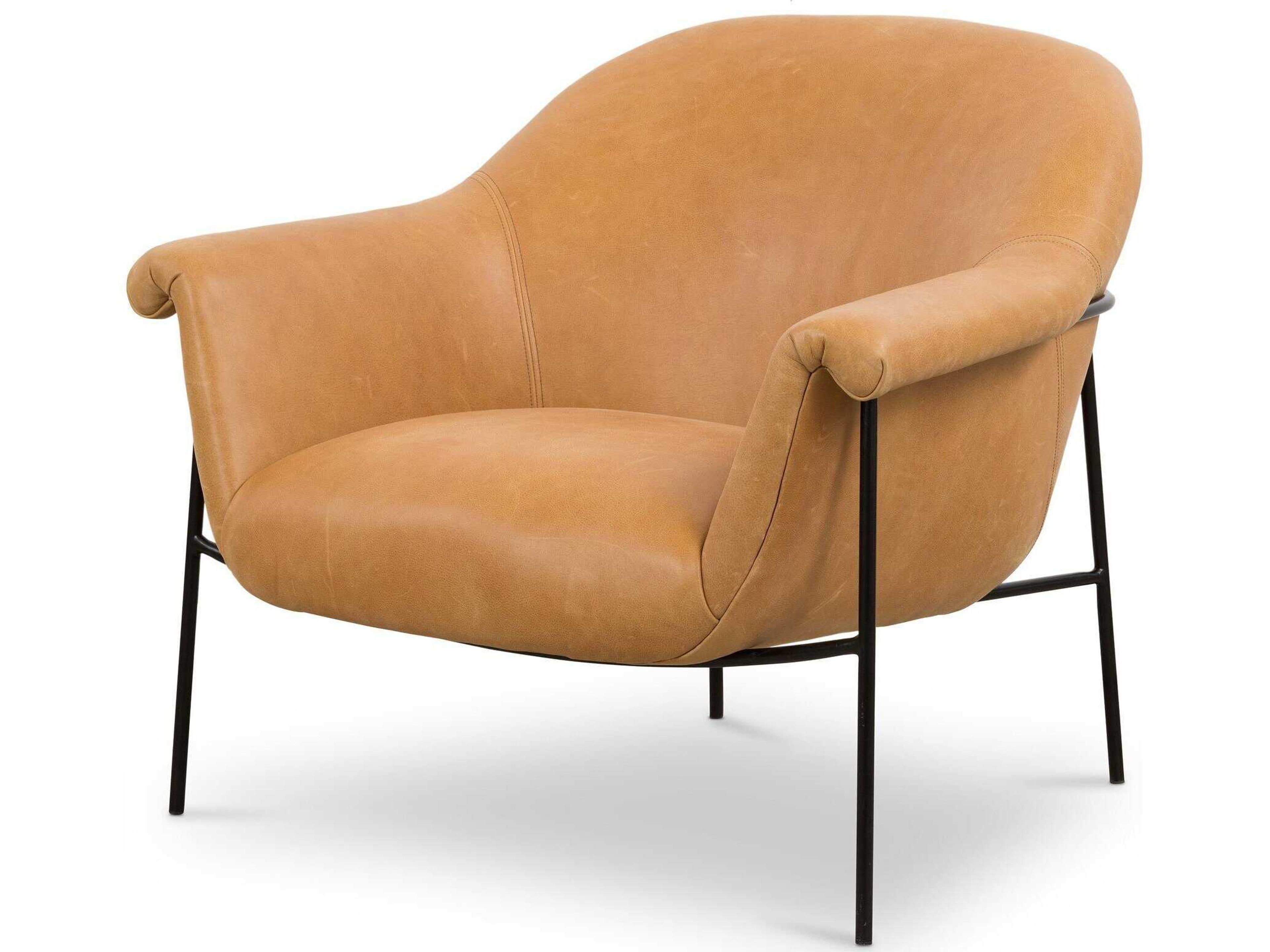 Four Hands Farrow Suerte Brown Leather Accent Chair