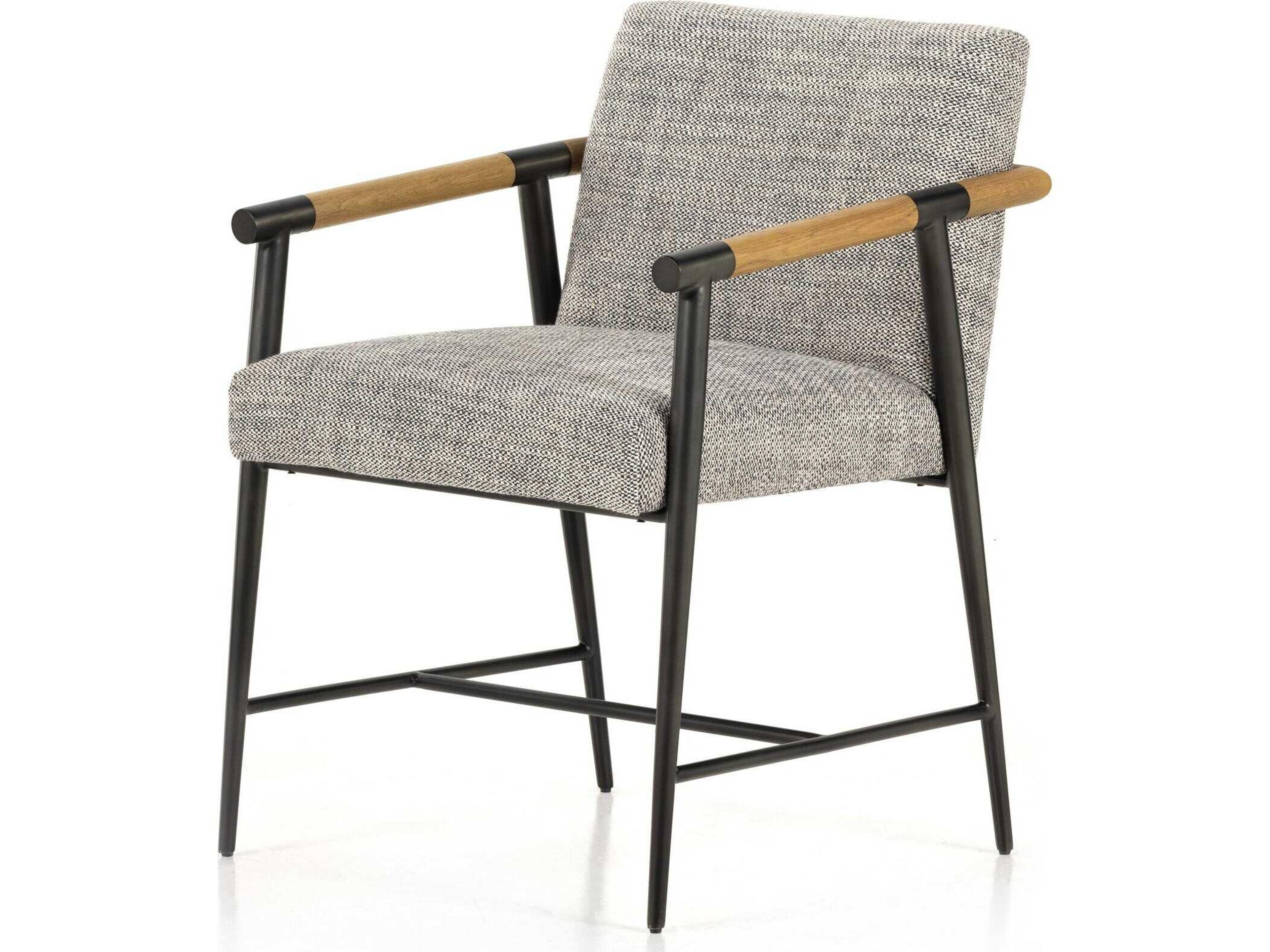 Four Hands Grayson Rowen Oak Wood Upholstered Arm Dining Chair