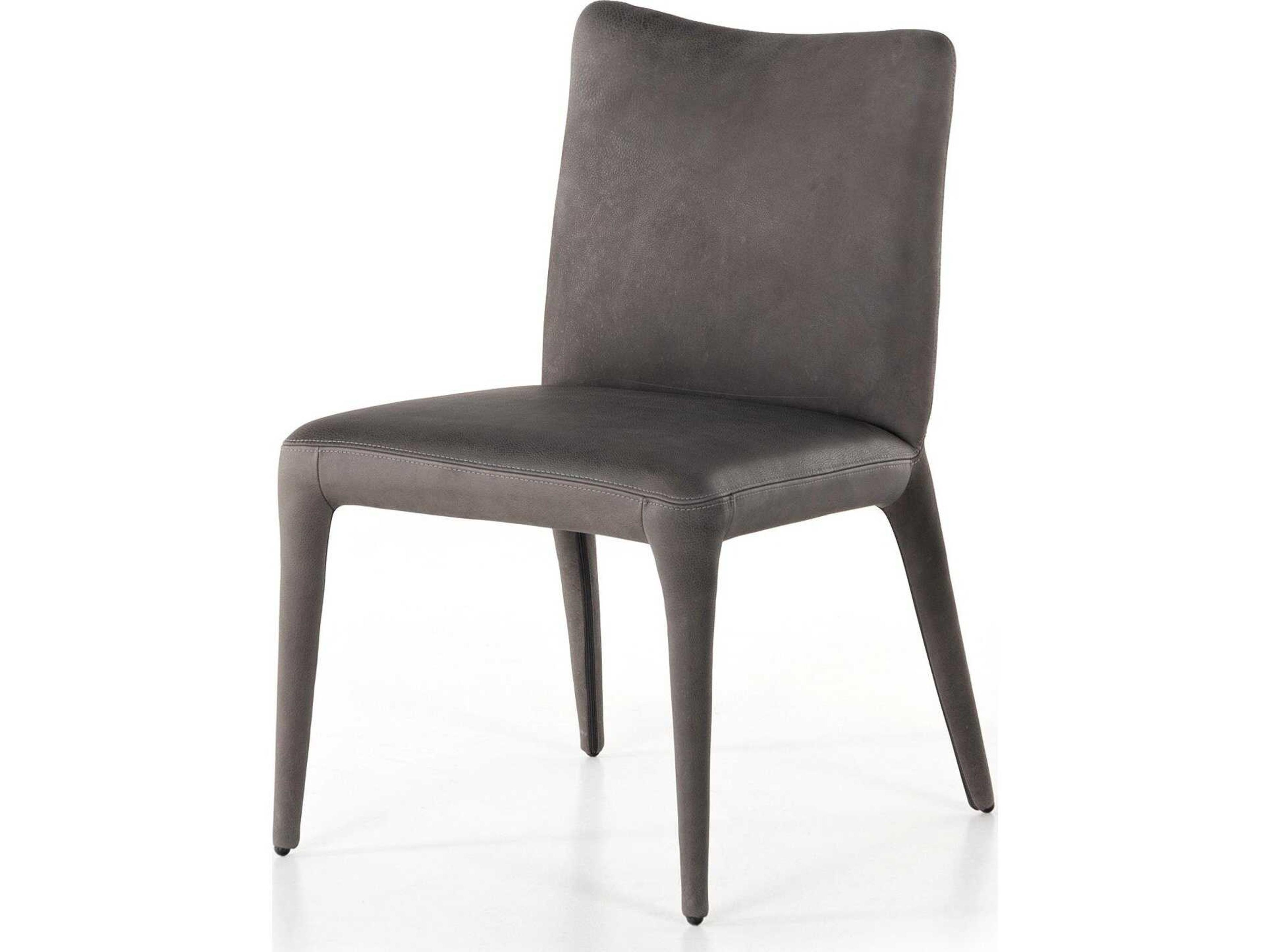 Four Hands Carnegie Monza Leather Gray Upholstered Side Dining Chair